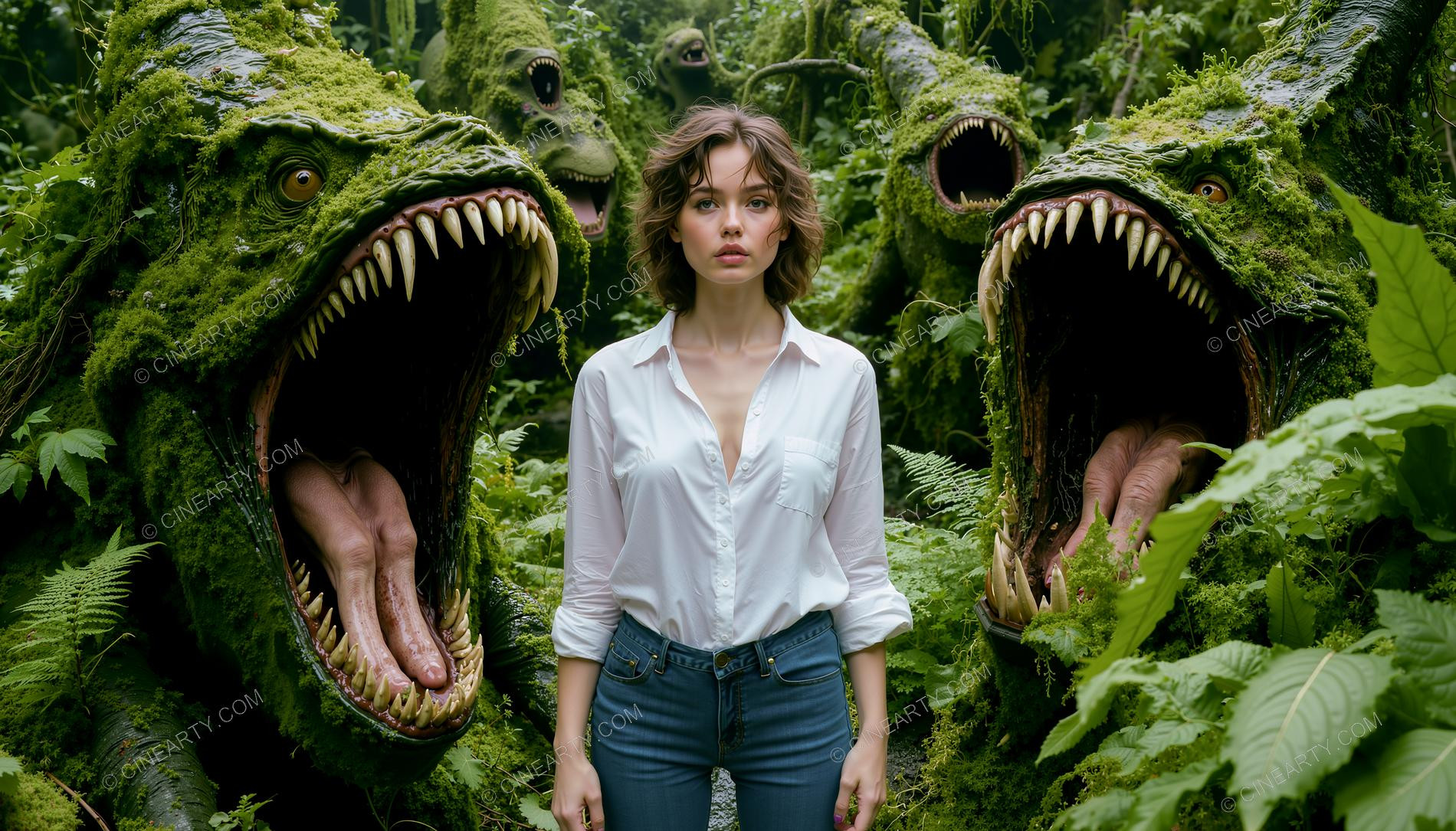 Girl and Huge Mawspawn Monsters 93672