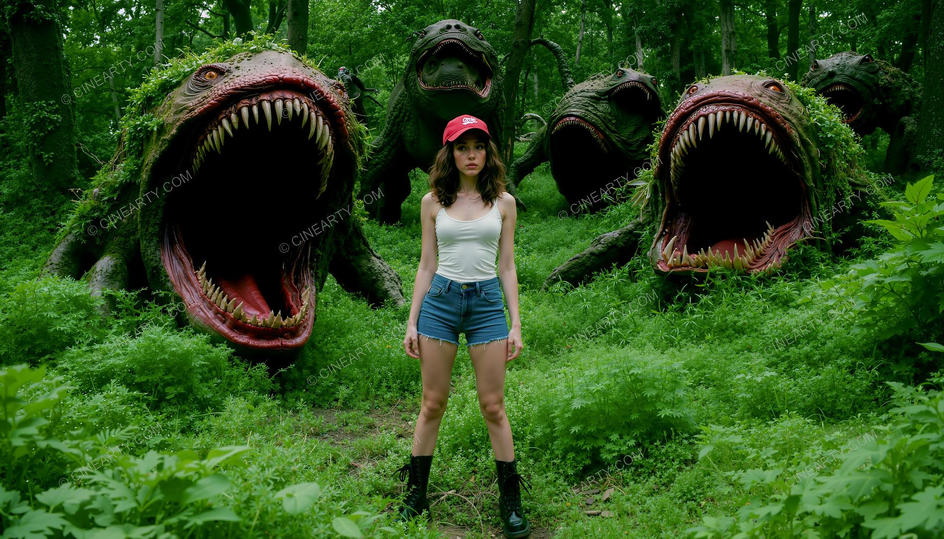 Girl and Huge Mawspawn Monsters 97715