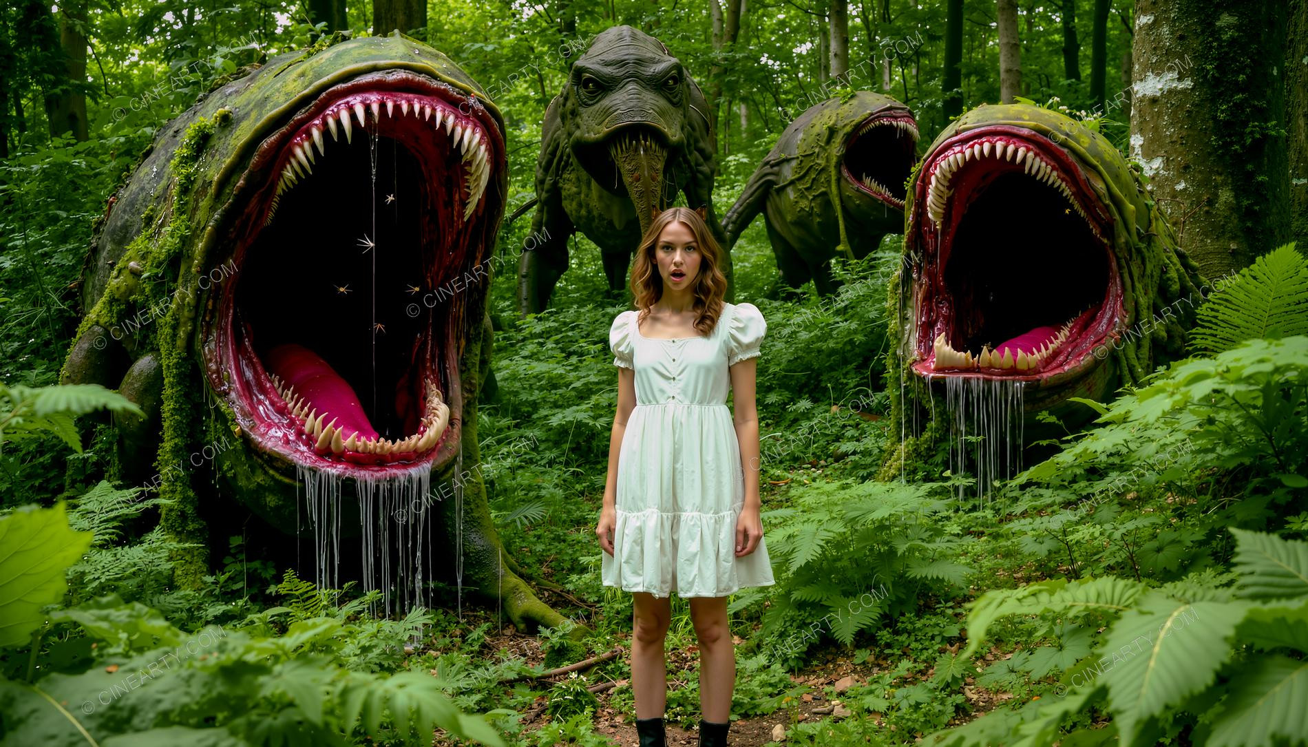 Girl and Huge Mawspawn Monsters 64603