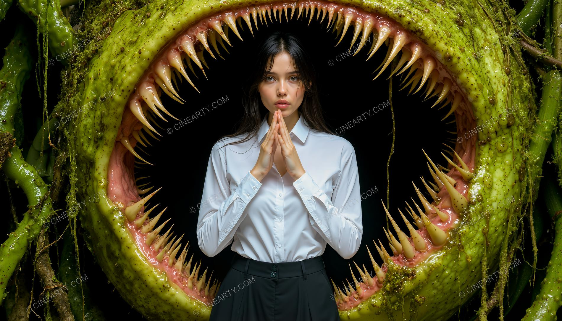 Girl and Huge Mawspawn Monsters 94054