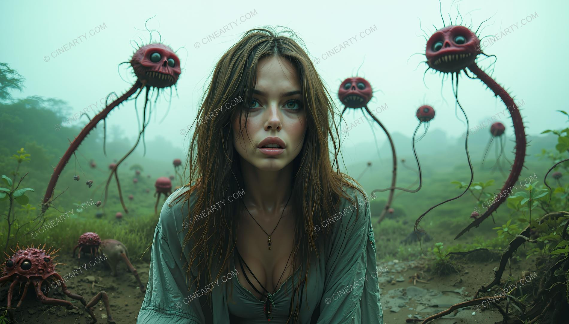 Girl and Mutant Plants 34870