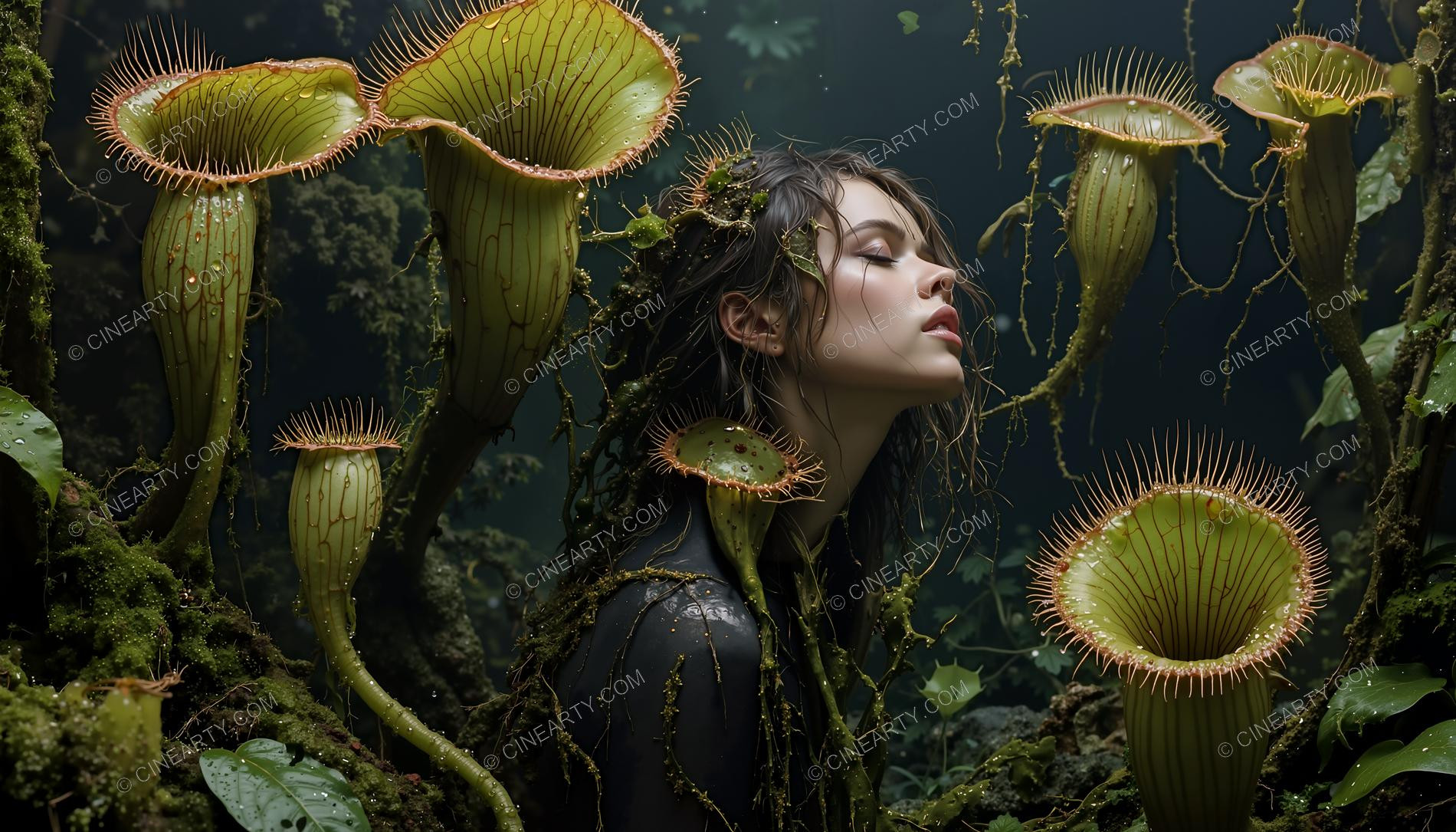Girl and Mutant Plants 73999
