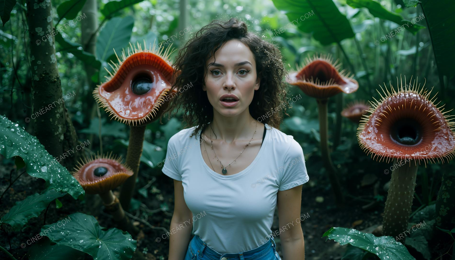 Girl and Mutant Plants 23087