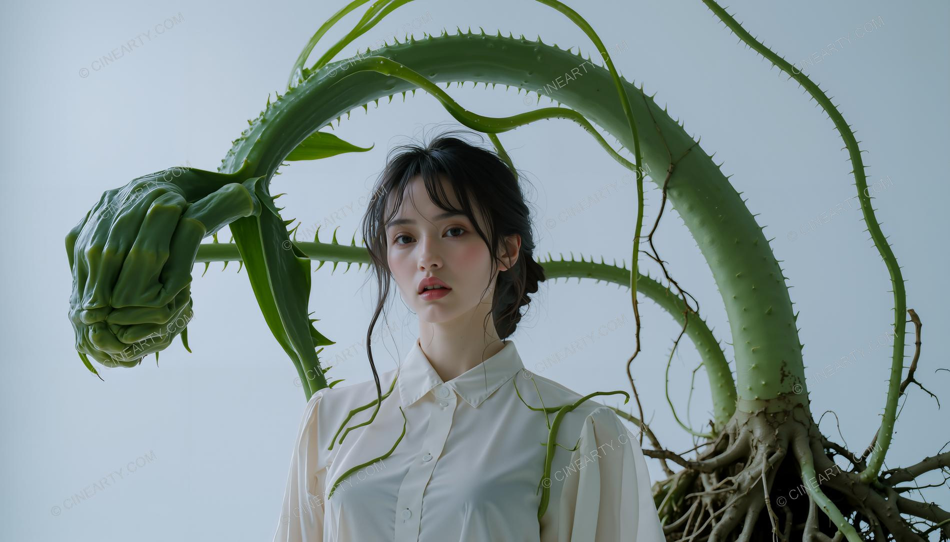 Girl and Mutant Plants 75637