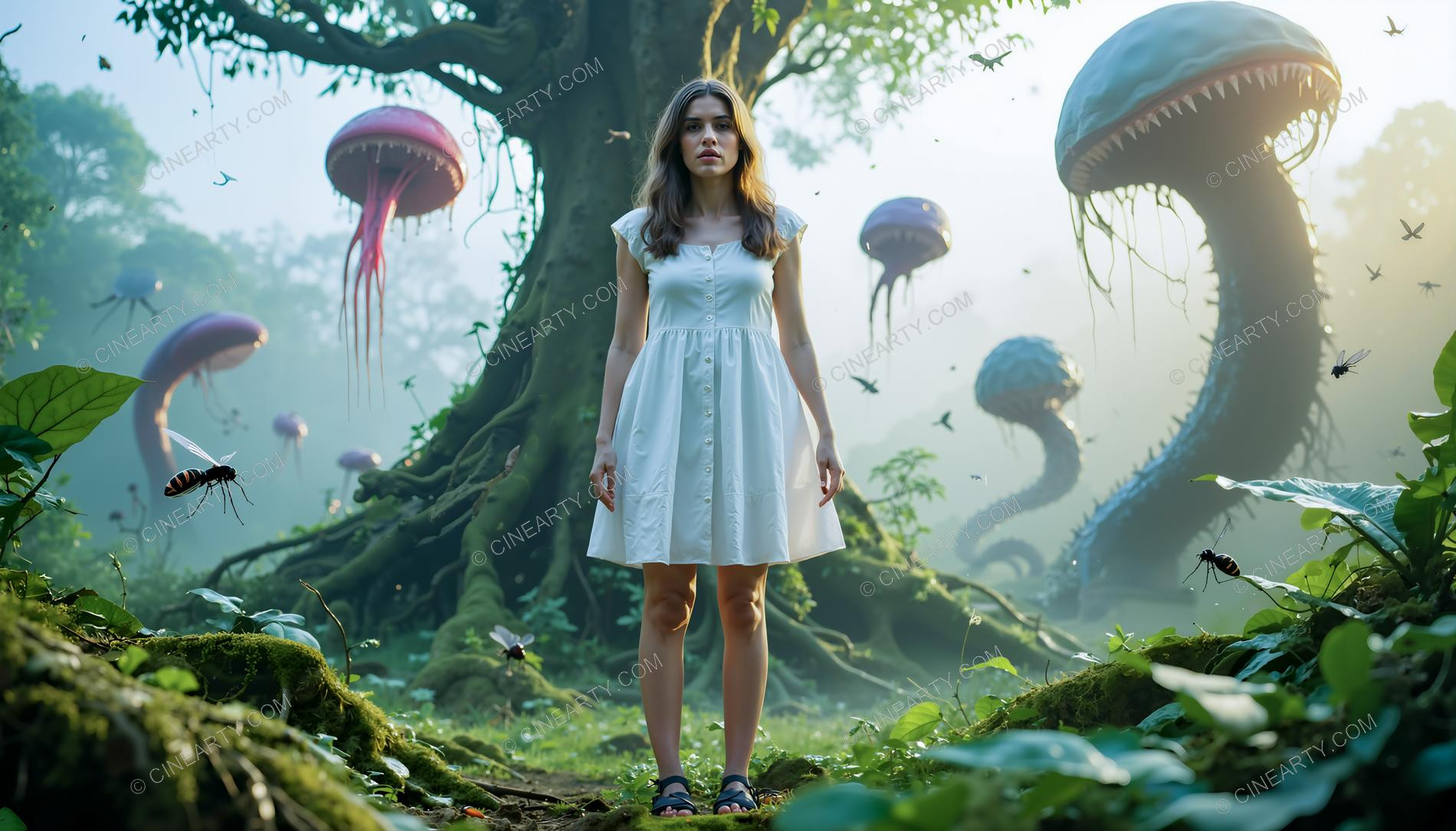 Girl and Mutant Plants 02271