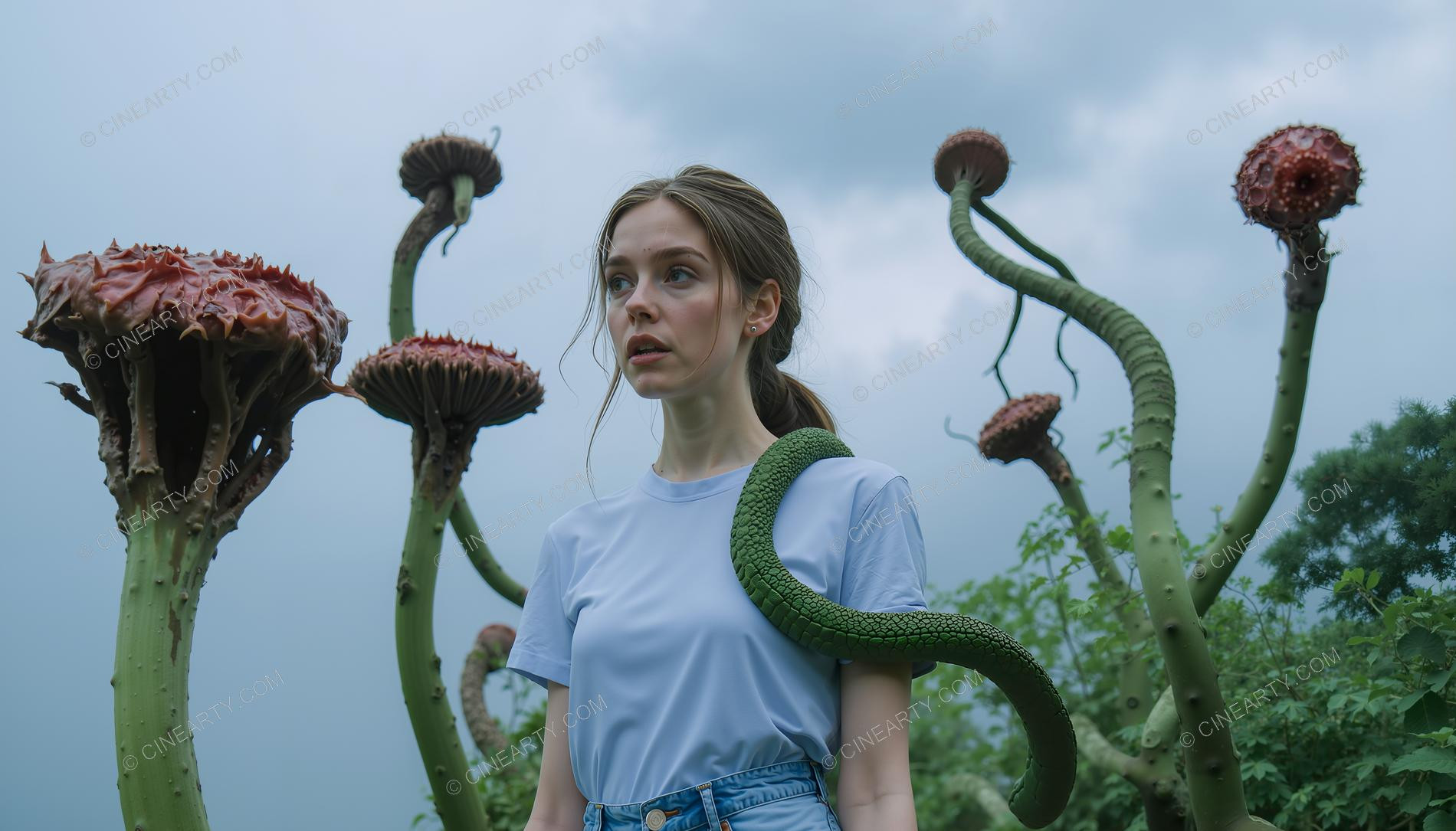 Girl and Mutant Plants 77151