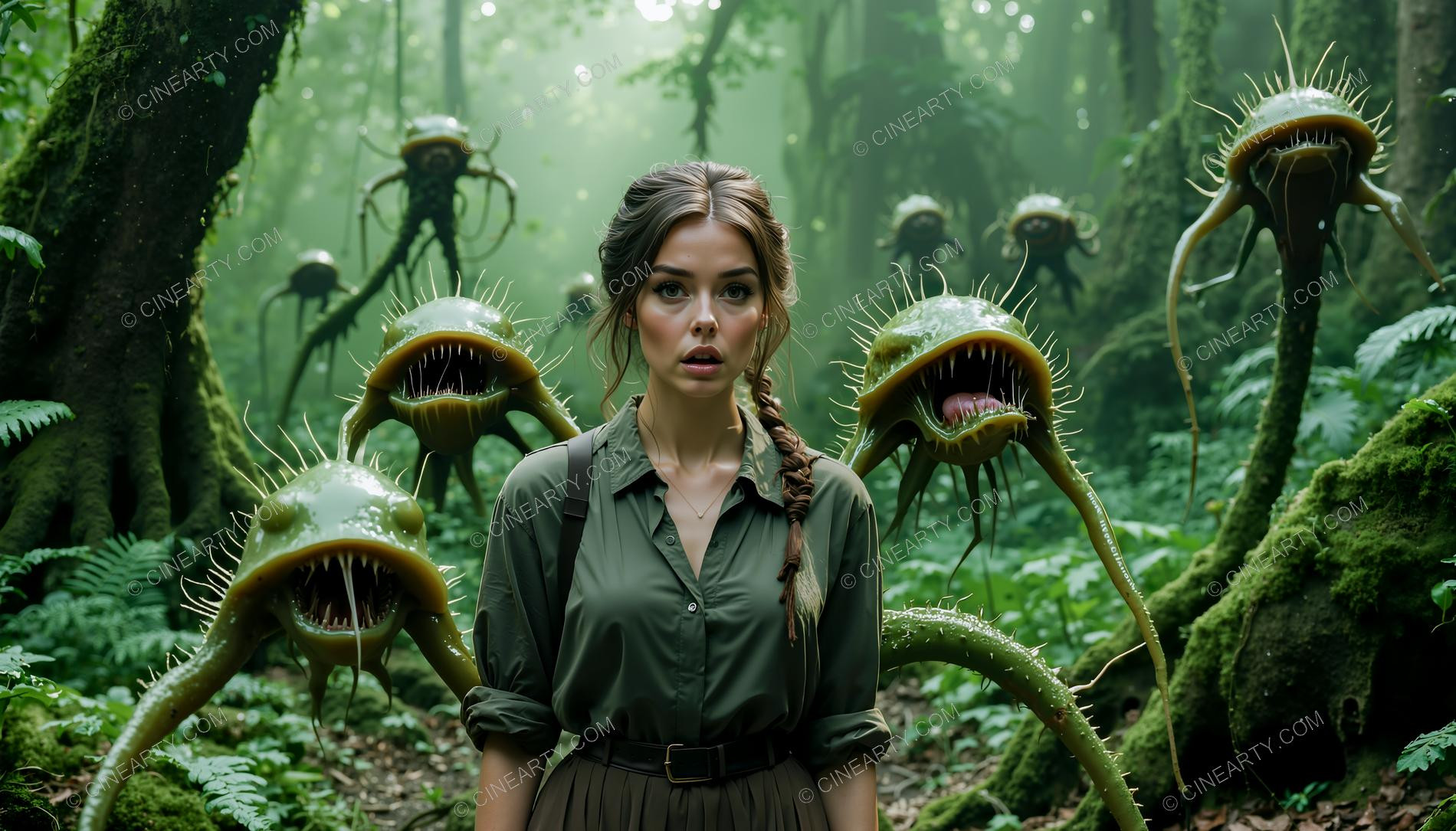 Girl and Soft Carnivorous Plants 15521