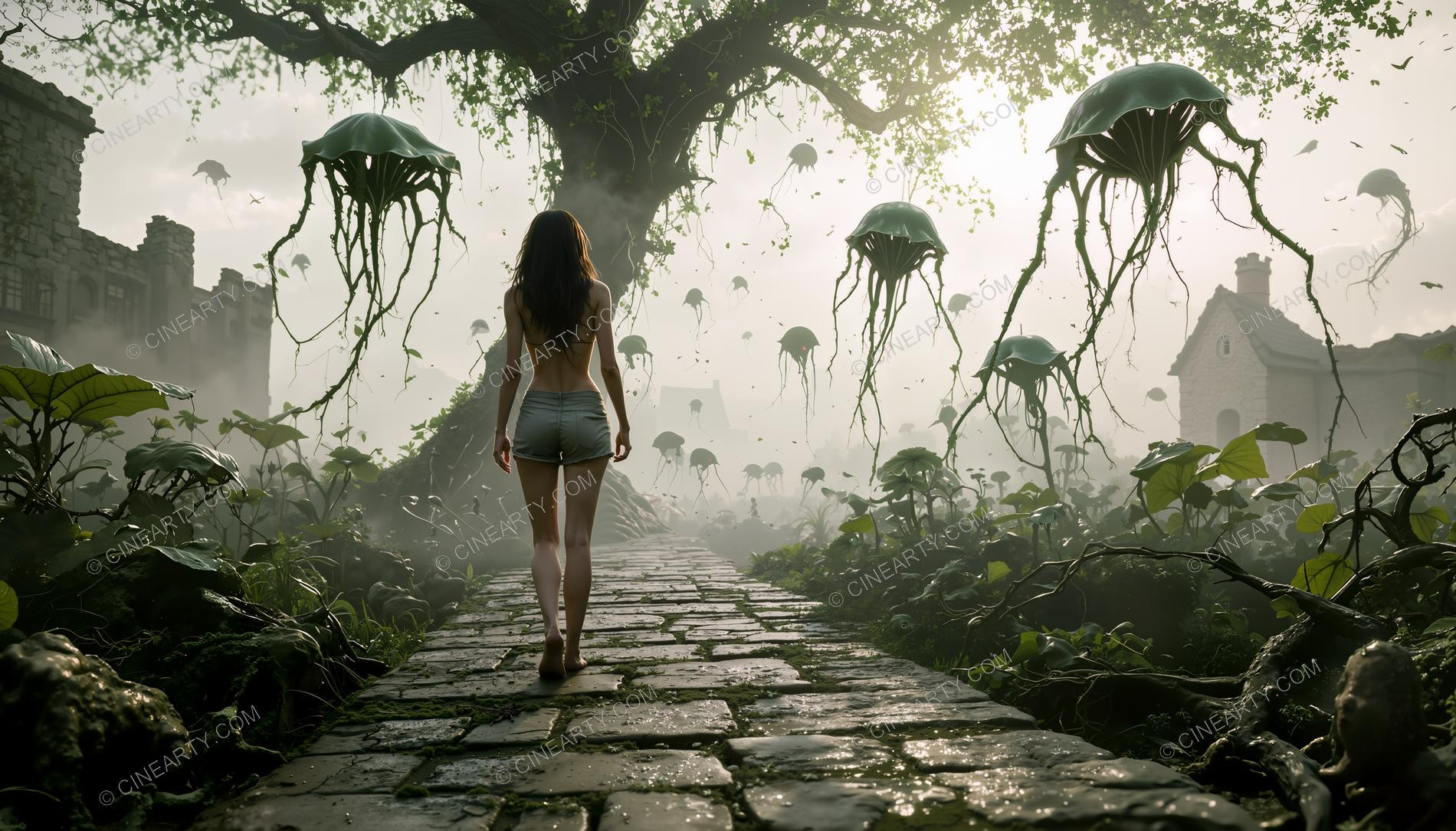 Girl and Soft Carnivorous Plants 20421