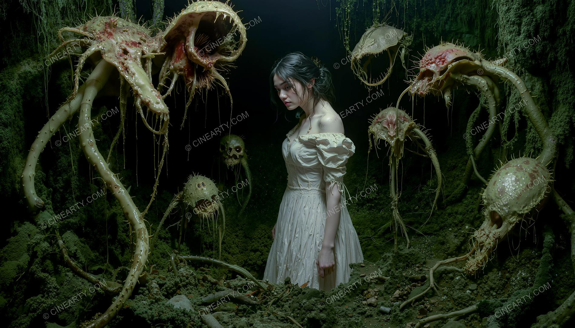 Girl and Soft Carnivorous Plants 31558