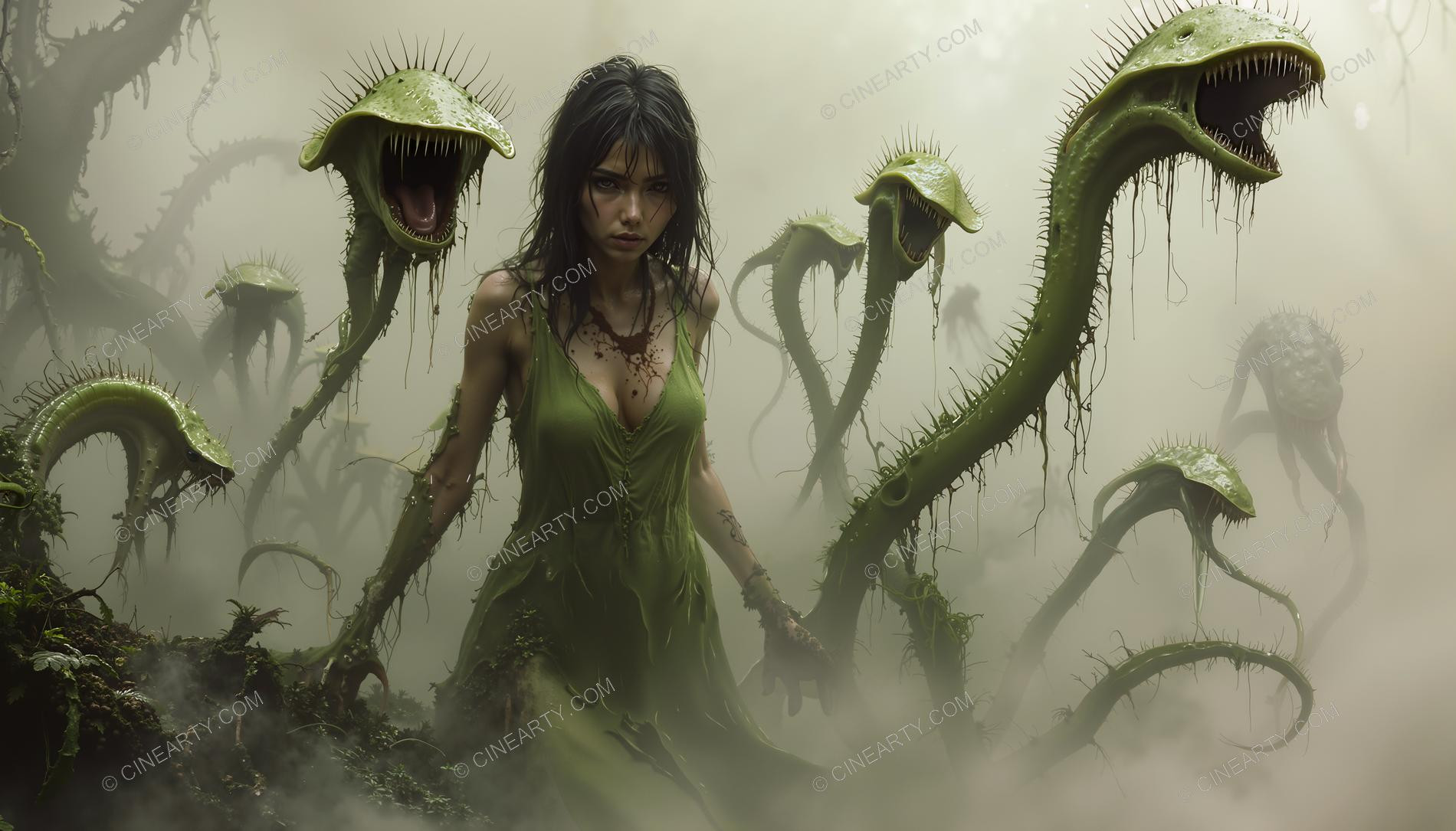 Girl and Soft Carnivorous Plants 87970
