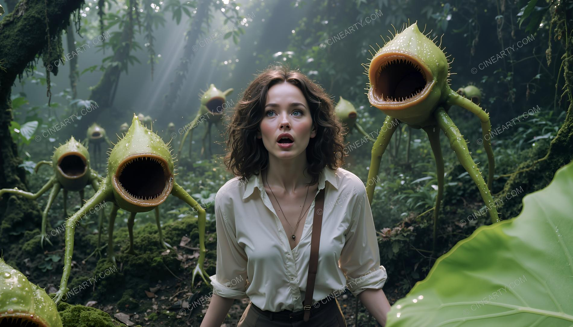 Girl and Soft Carnivorous Plants 21458