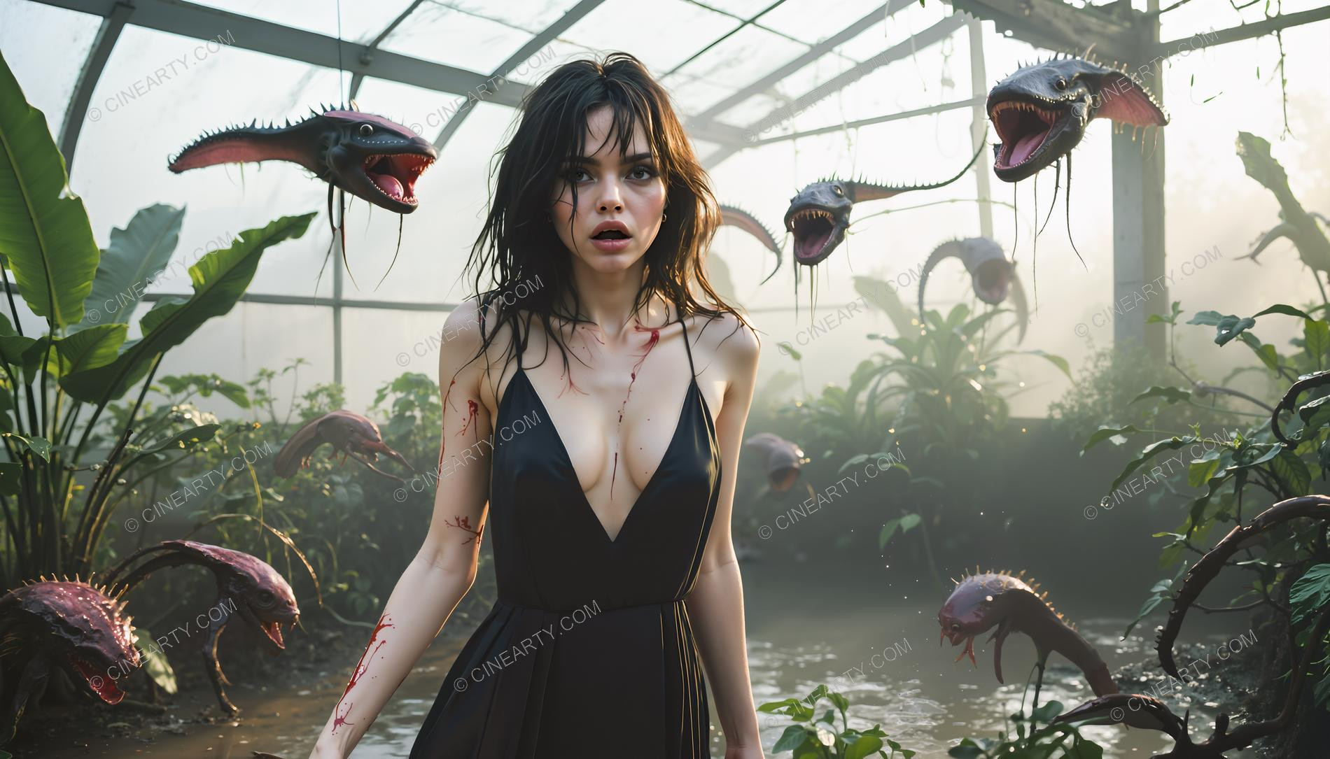 Girl and Soft Carnivorous Plants 80093