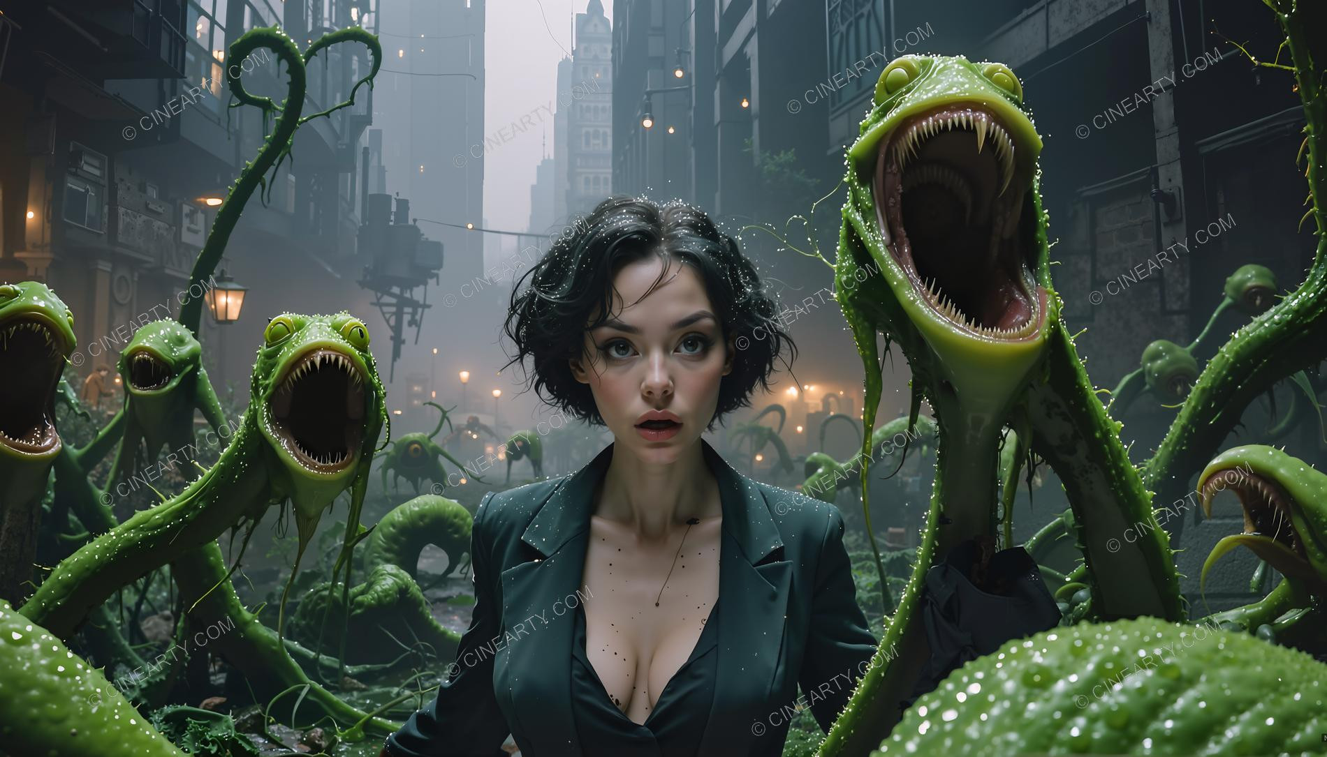 Girl and Soft Carnivorous Plants 10617