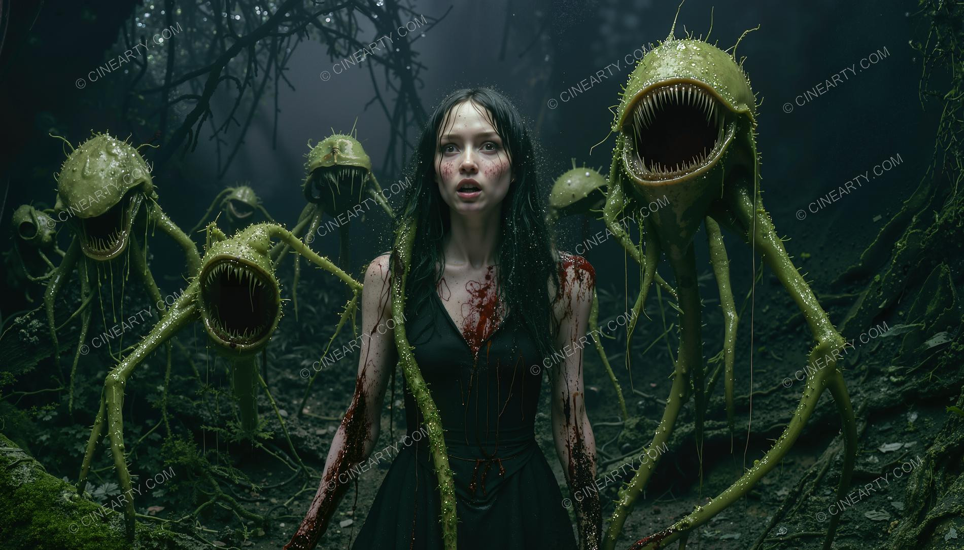 Girl and Soft Carnivorous Plants 54732