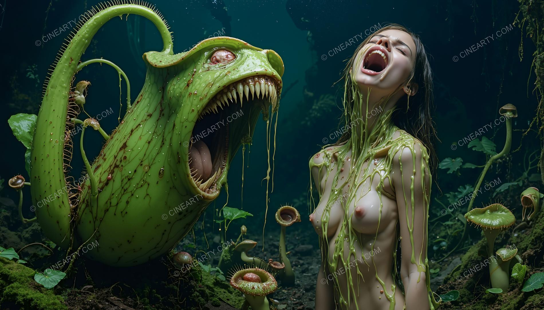 Girl and Soft Carnivorous Plants 22333