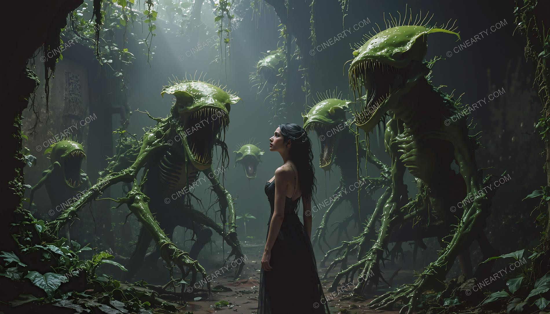 Girl and Soft Carnivorous Plants 62467