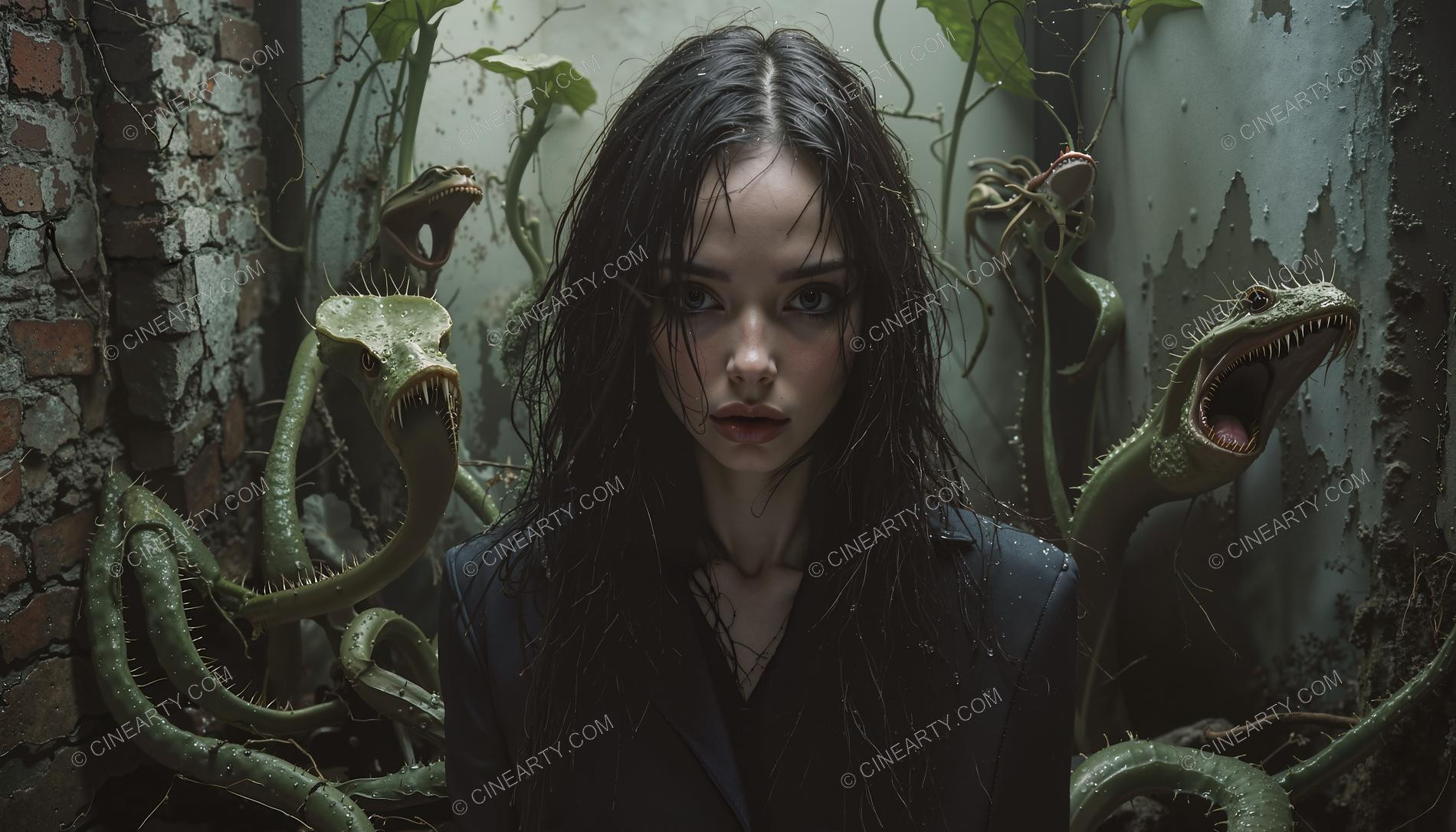 Girl and Soft Carnivorous Plants 89671