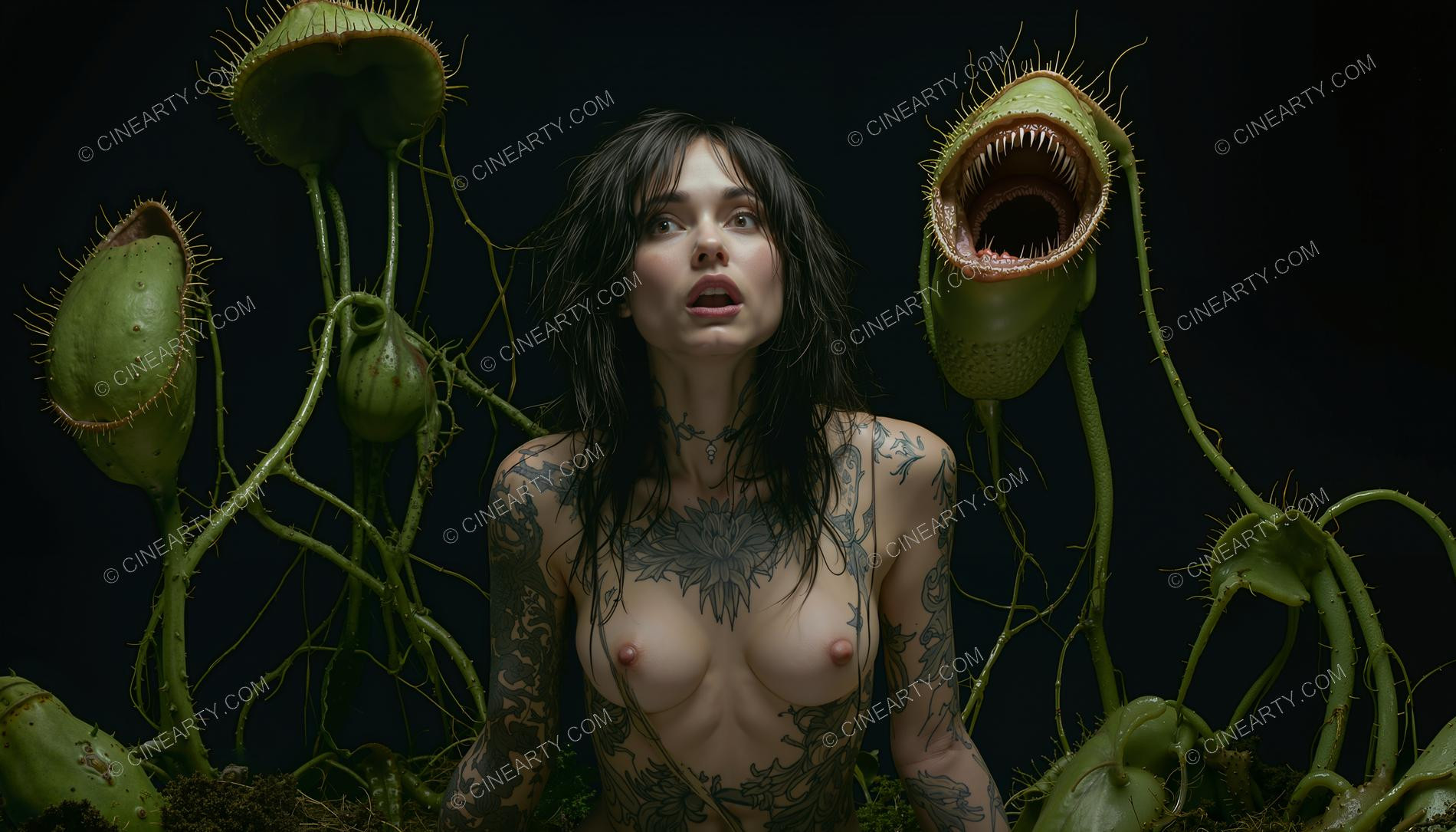Girl and Soft Carnivorous Plants 58726
