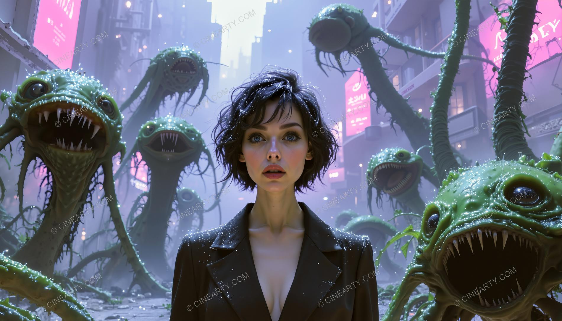 Girl and Soft Carnivorous Plants 22477