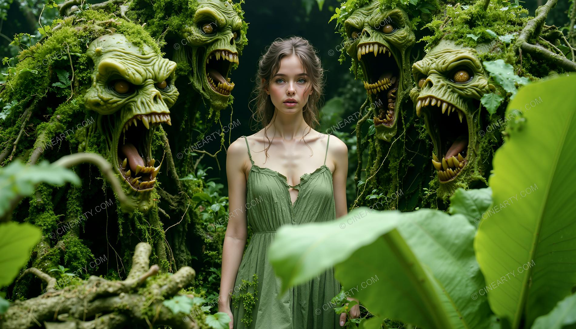 Girl and Treeborn Mutant Monsters 41638