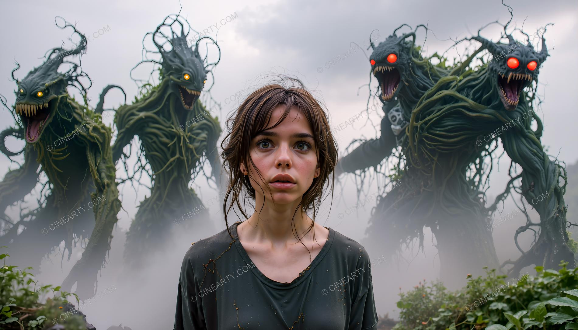 Girl and Treeborn Mutant Monsters 17219