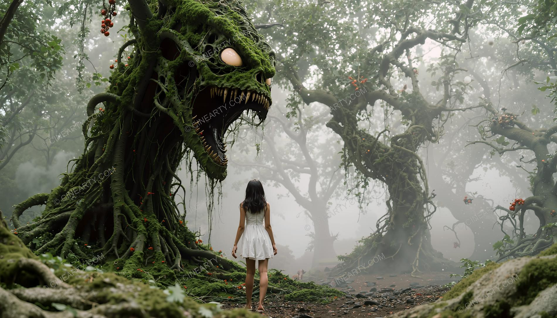 Living Tree in Forest and Young Woman 83723