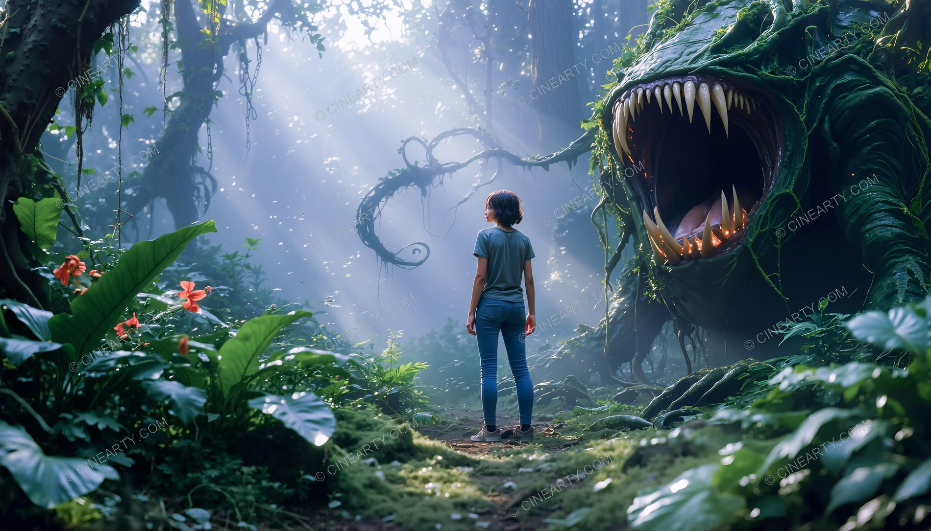 Girl and Treeborn Mutant Monsters 59157