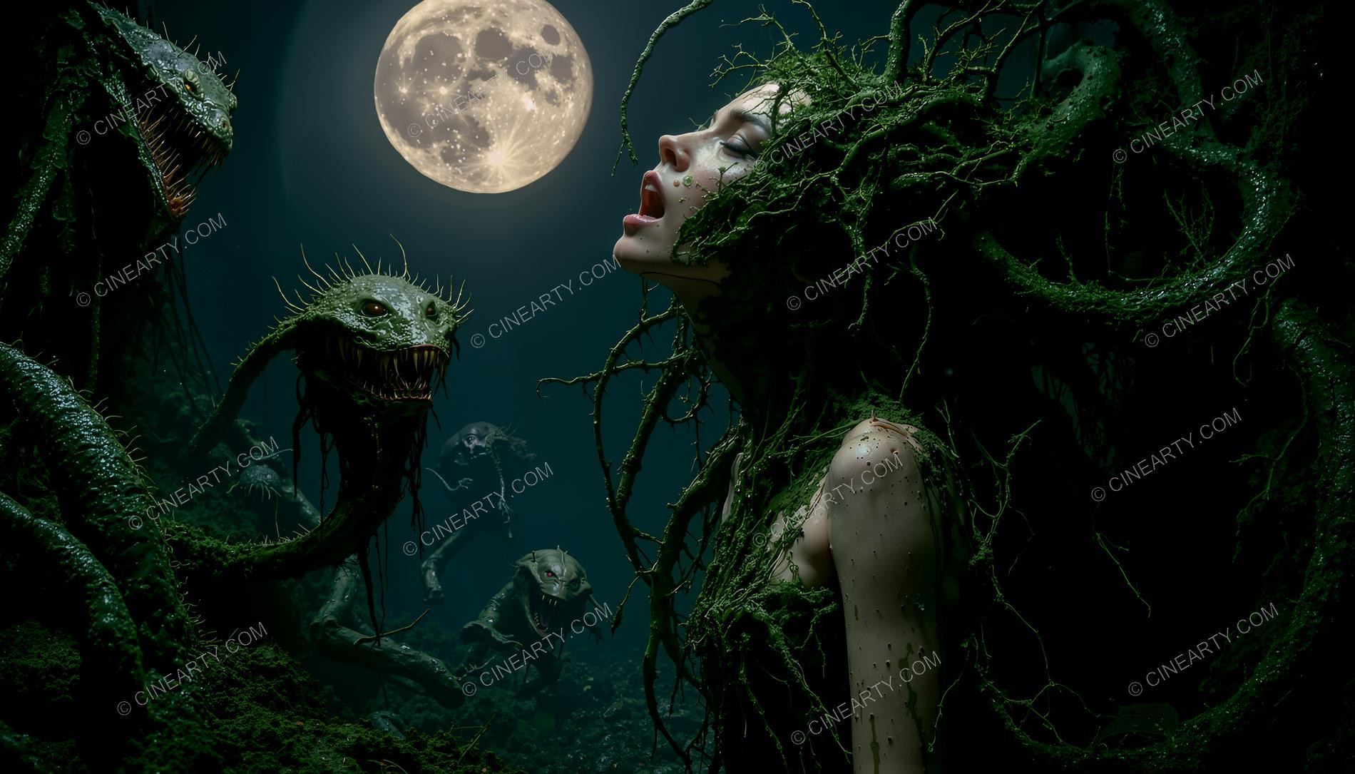 Girl and Treeborn Mutant Monsters 18083