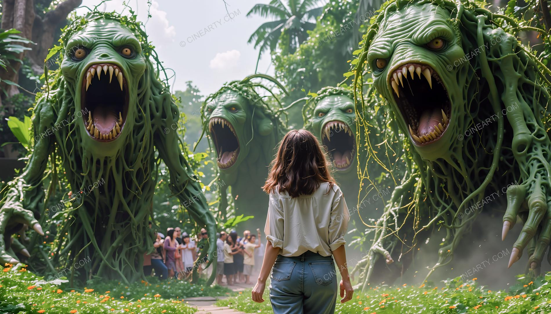 Girl and Treeborn Mutant Monsters 58090
