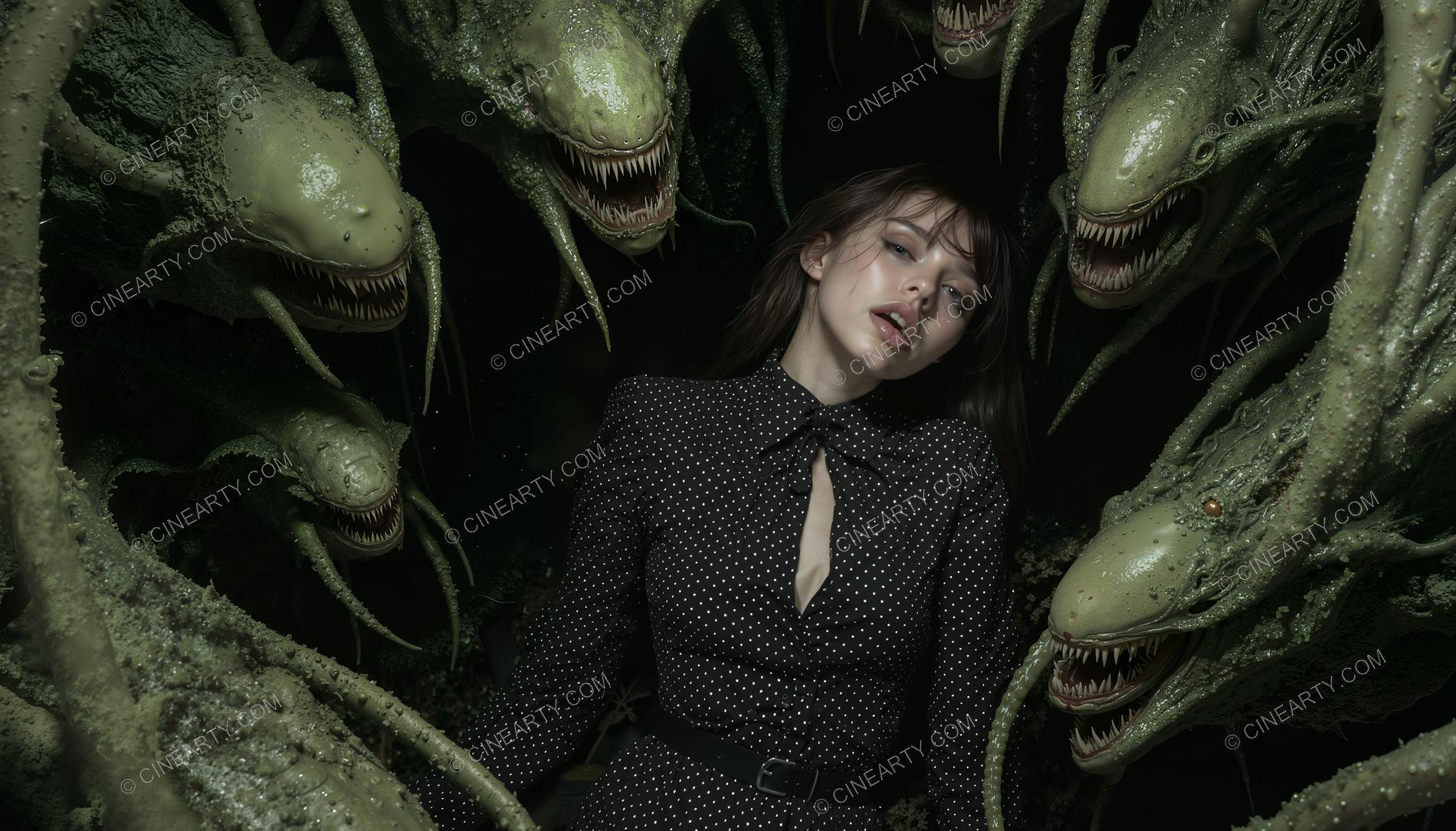 Girl and Treeborn Mutant Monsters 08042