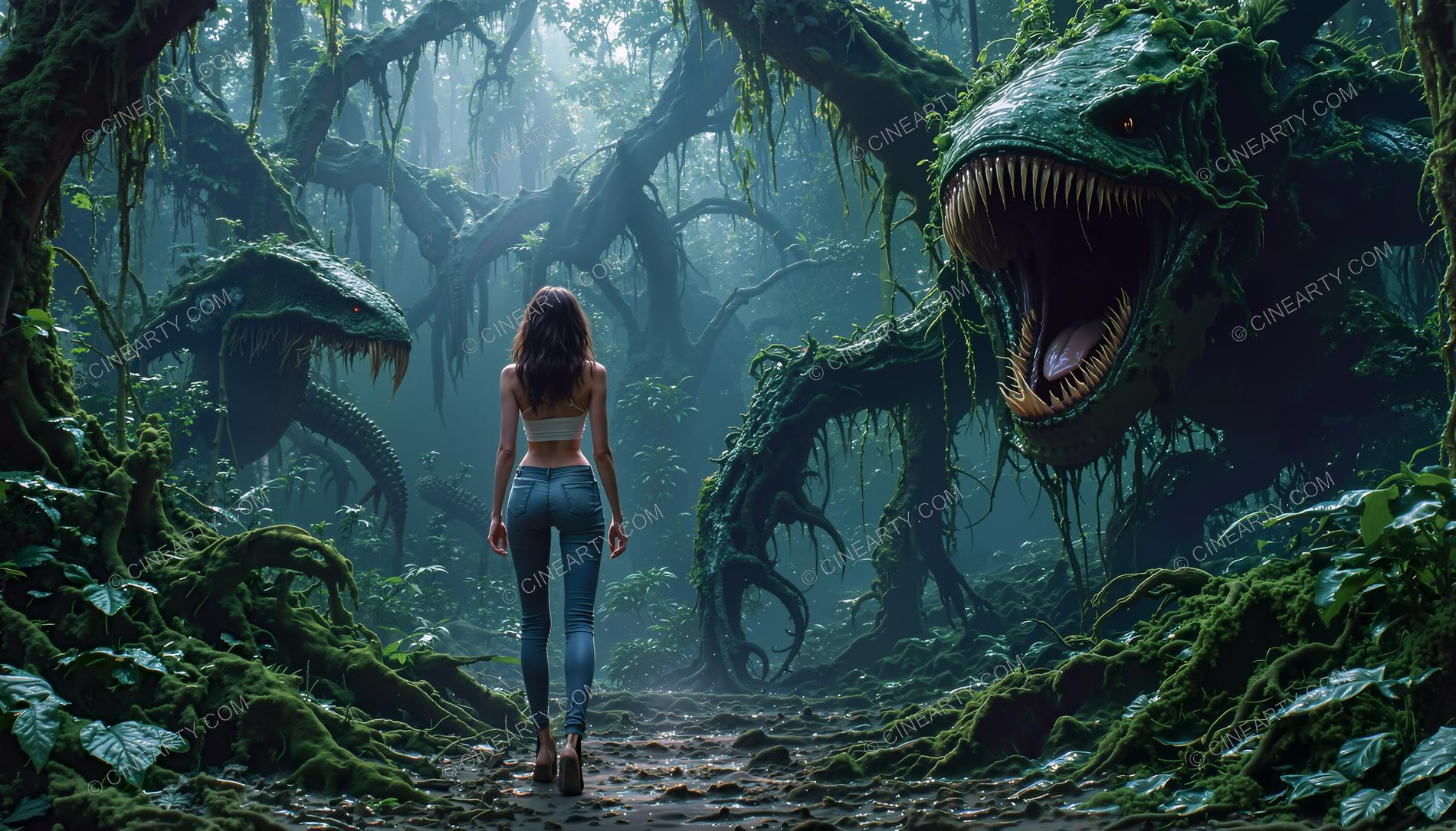 Girl and Treeborn Mutant Monsters 42813