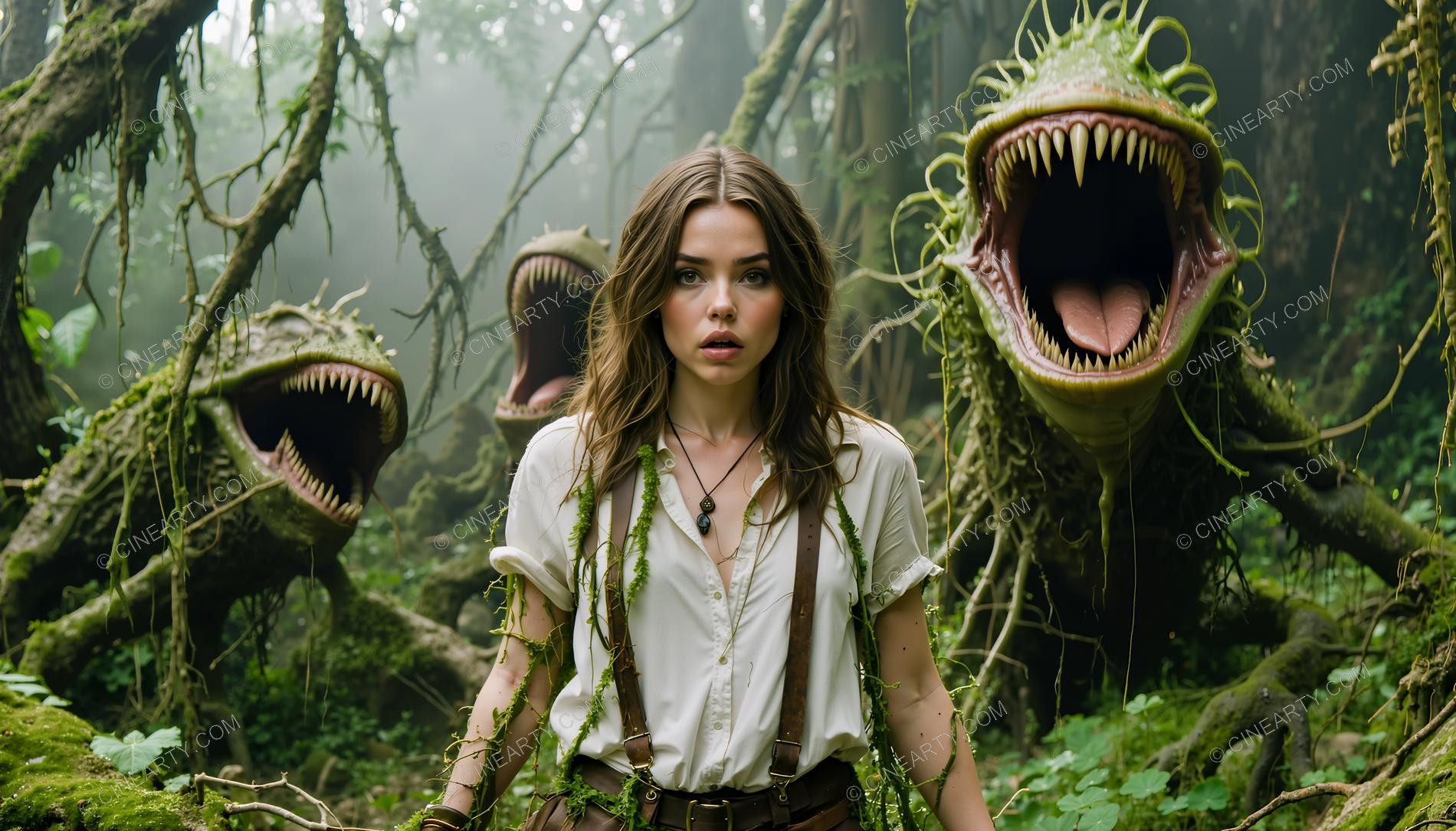 Girl and Treeborn Mutant Monsters 87934