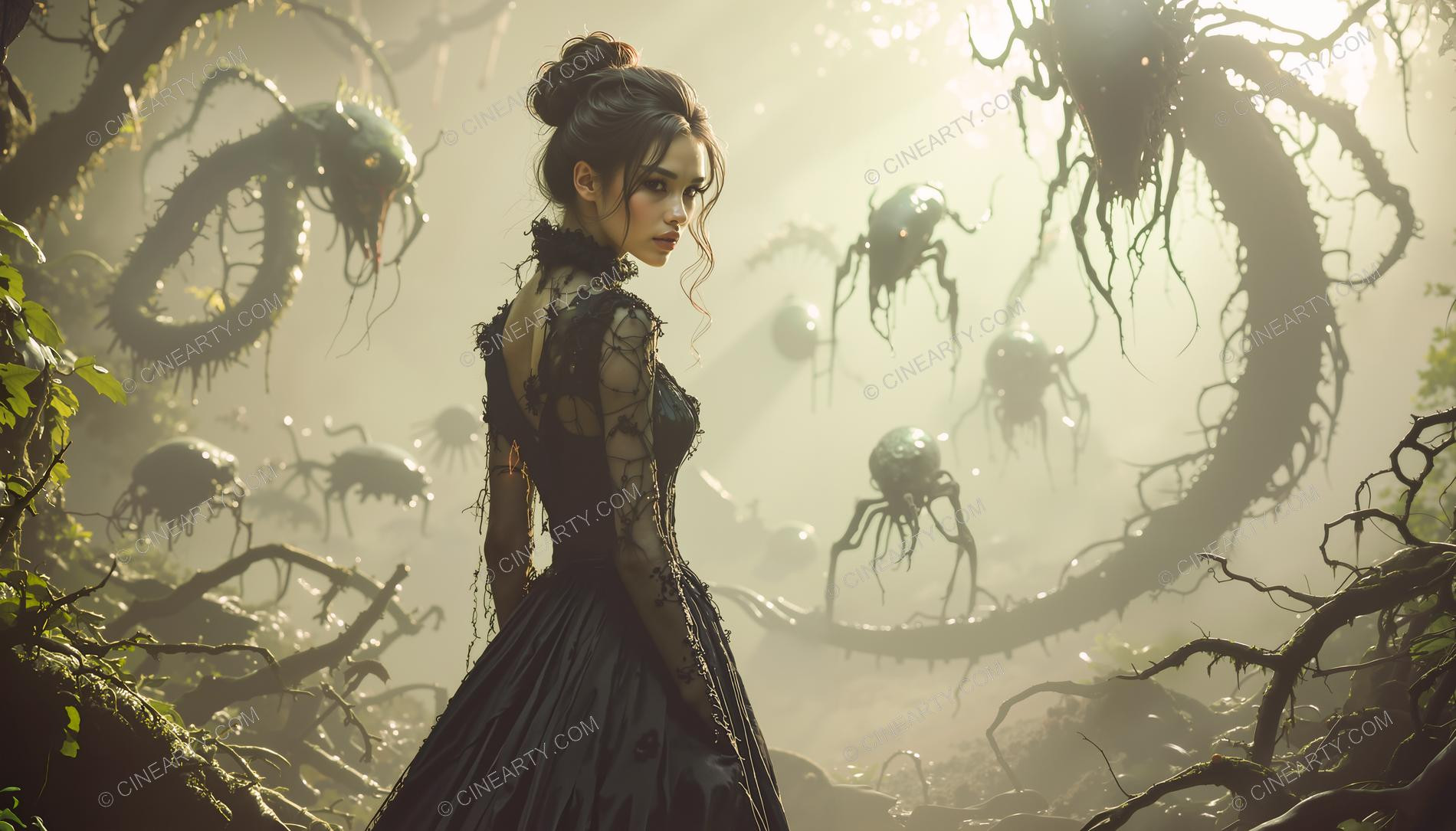 Girl in a Forest with Carnivorous Vines 31671