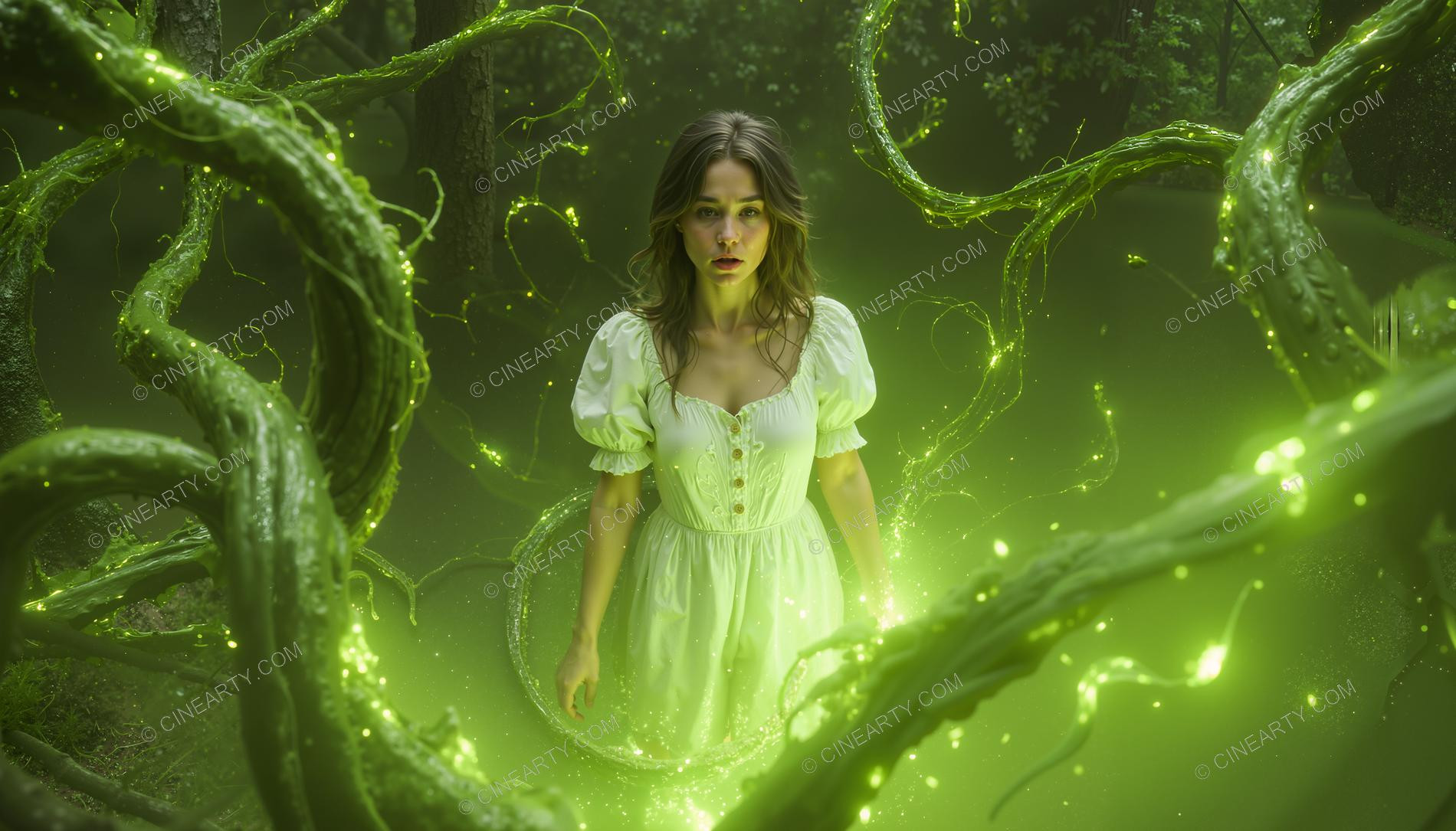 Girl in a Forest with Carnivorous Vines 01865