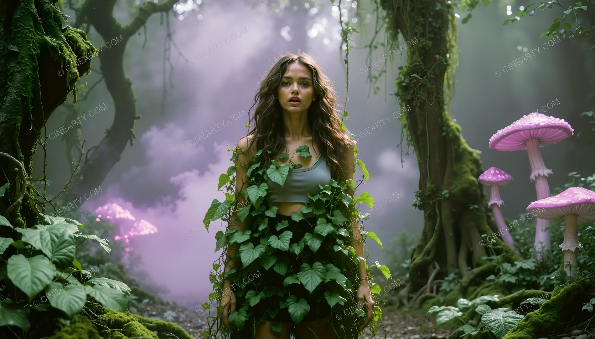 Girl in a Forest with Carnivorous Vines 32734