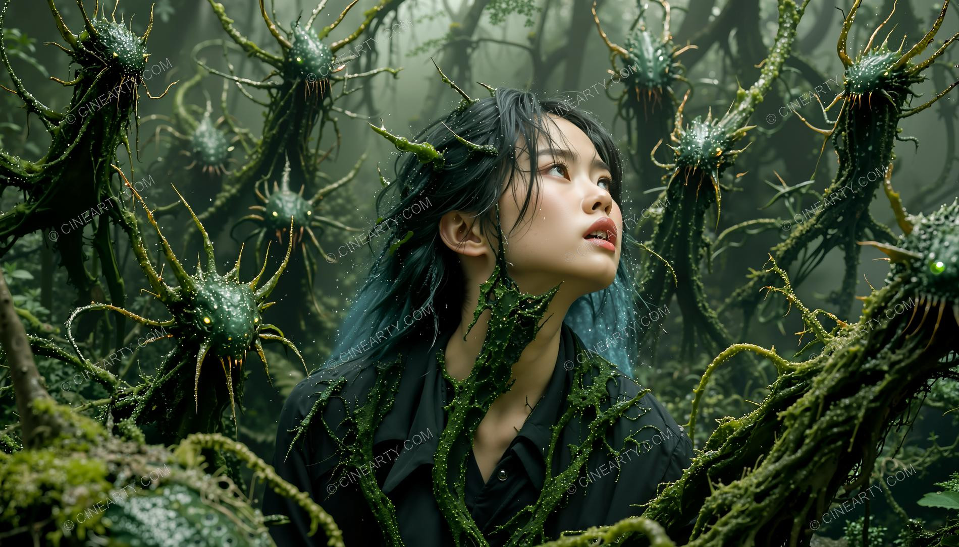 Plants engulf a Girl (Horror) 44673