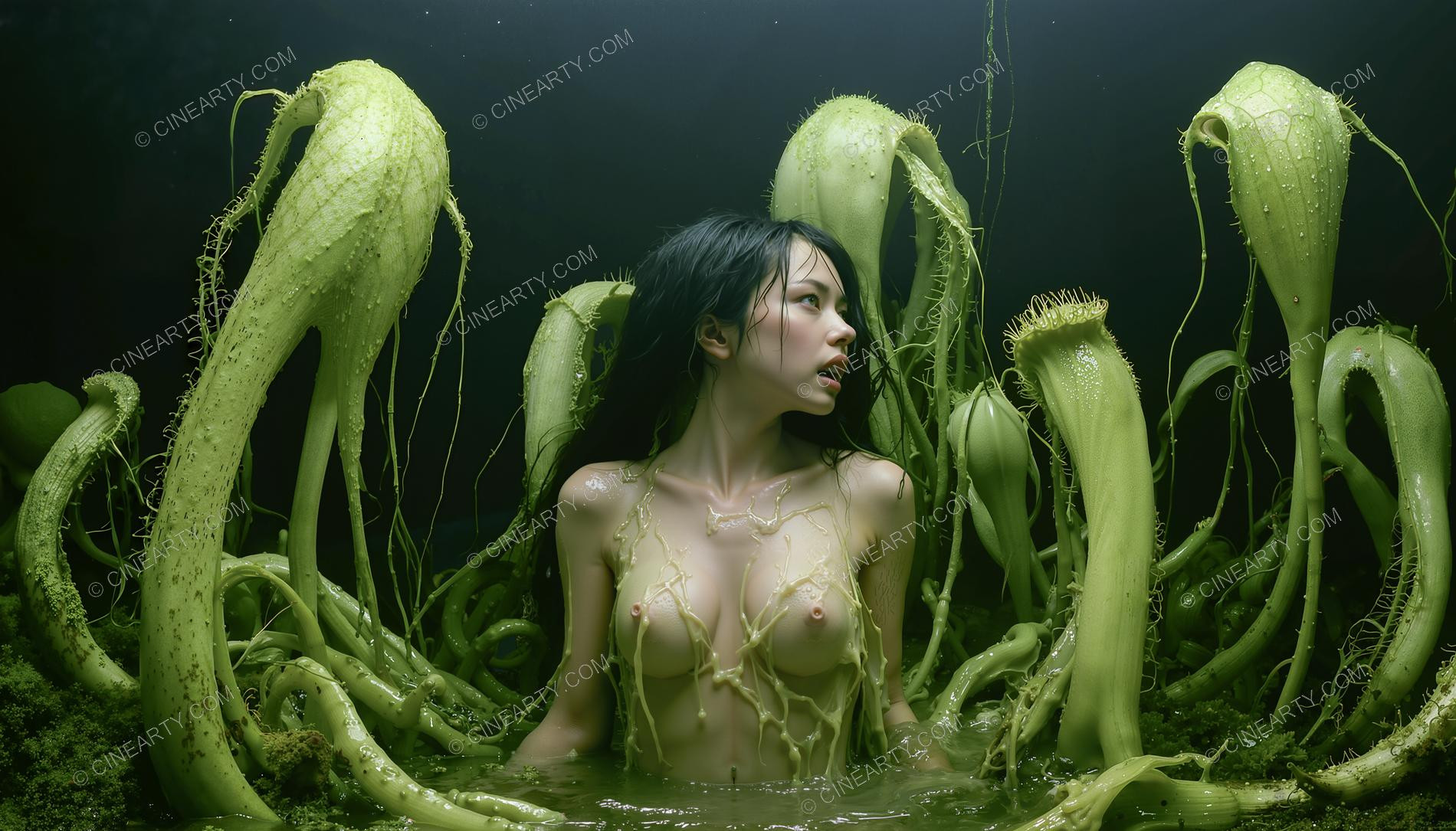 Plants engulf a Girl (Horror) 25381