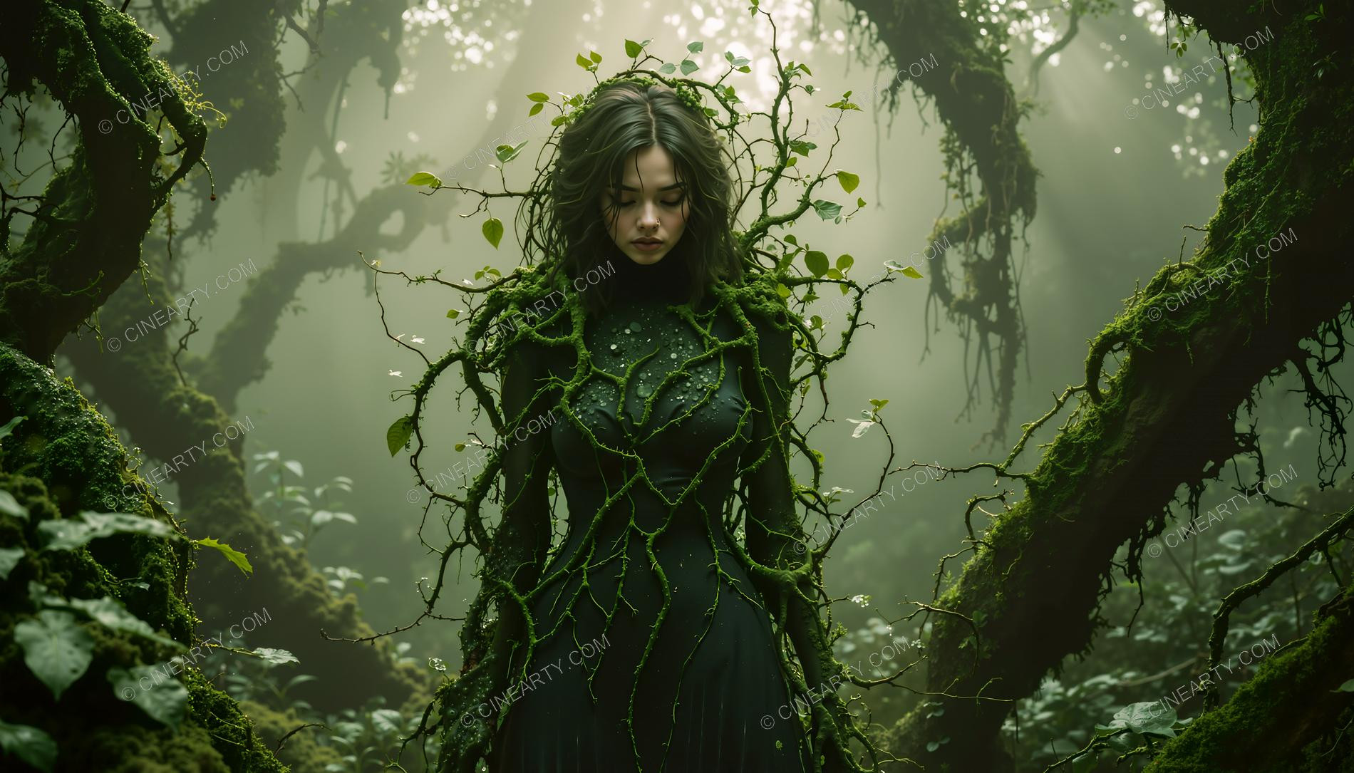 Plants Gently Entwine a Girl 04636