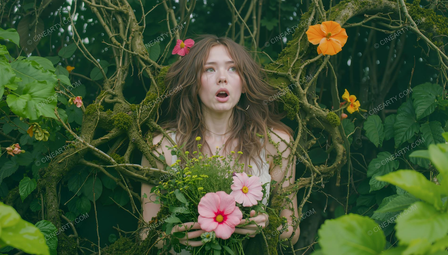 Plants Gently Entwine a Girl 29753