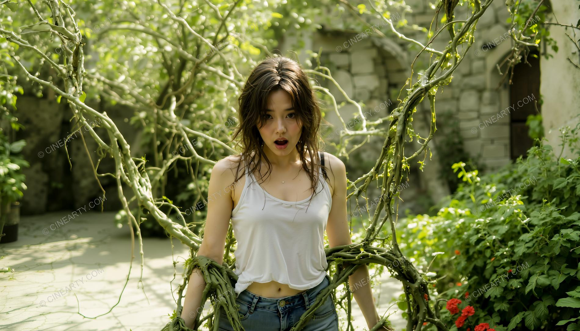 Plants Gently Entwine a Girl 15462