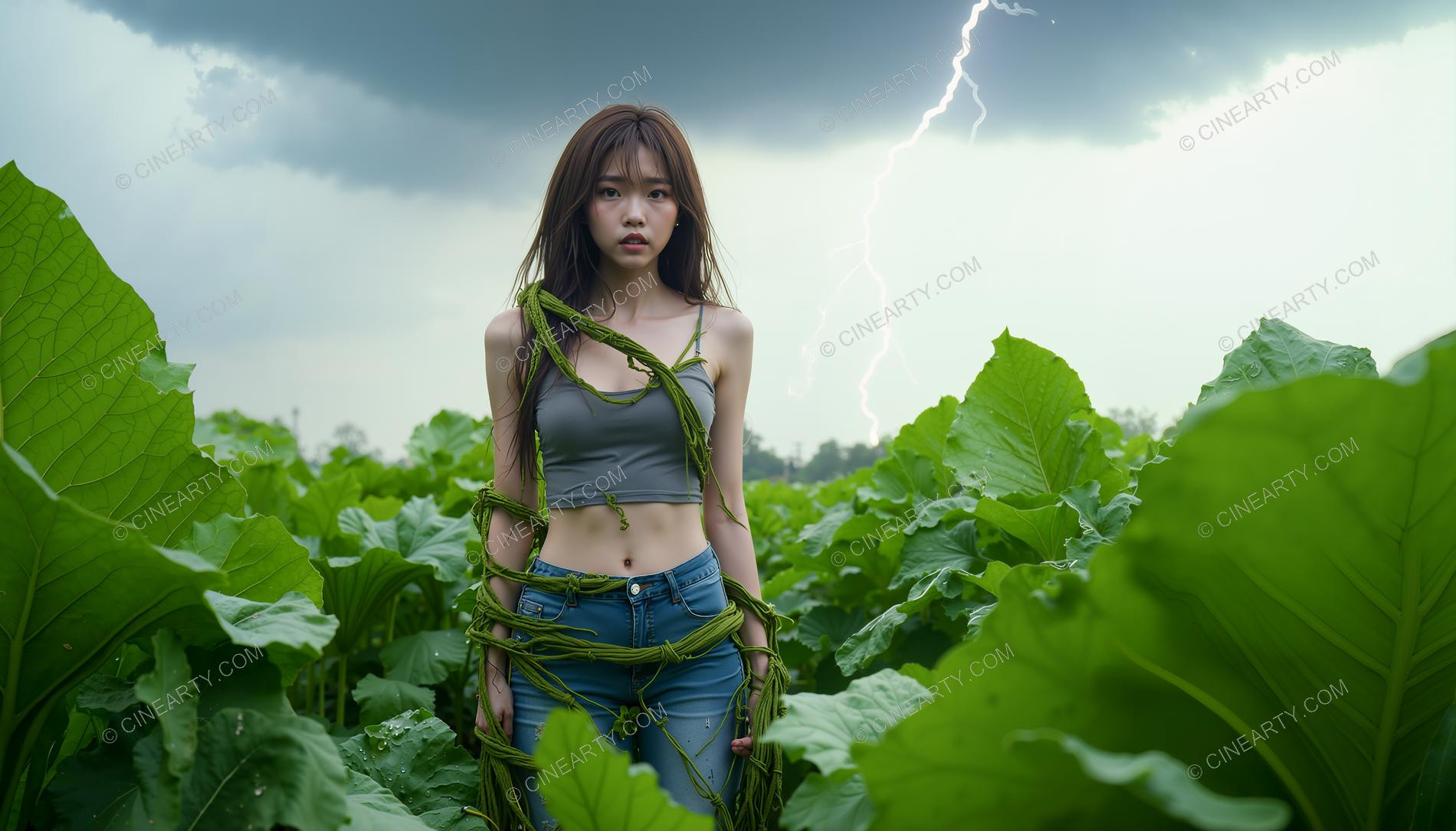 Plants Gently Entwine a Girl 25375