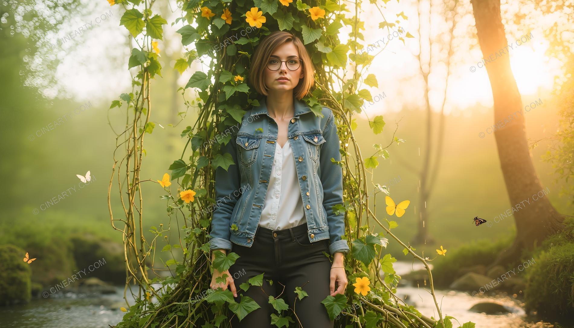 Plants Gently Entwine a Girl 03716