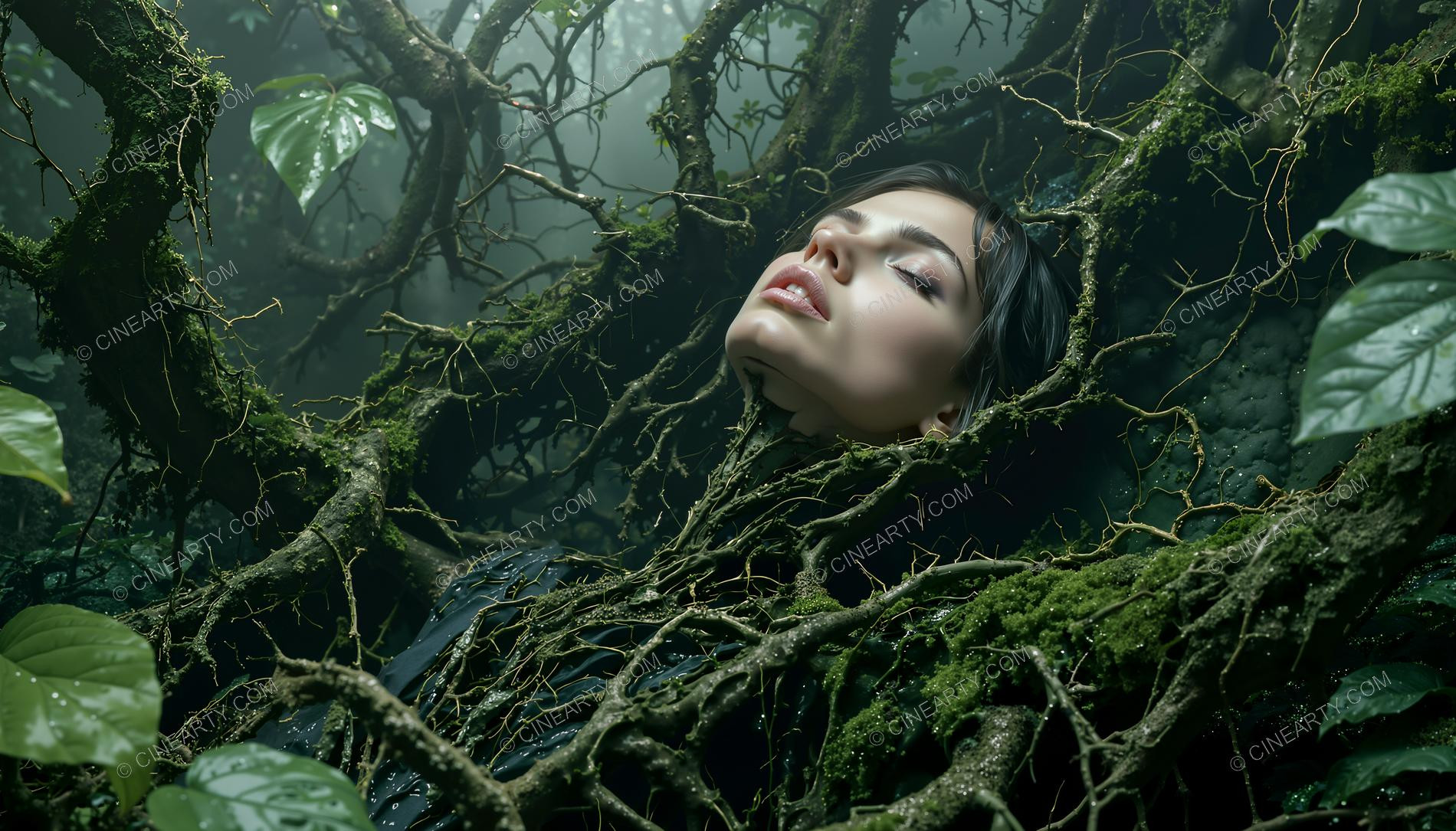 Plants Gently Entwine a Girl 03766