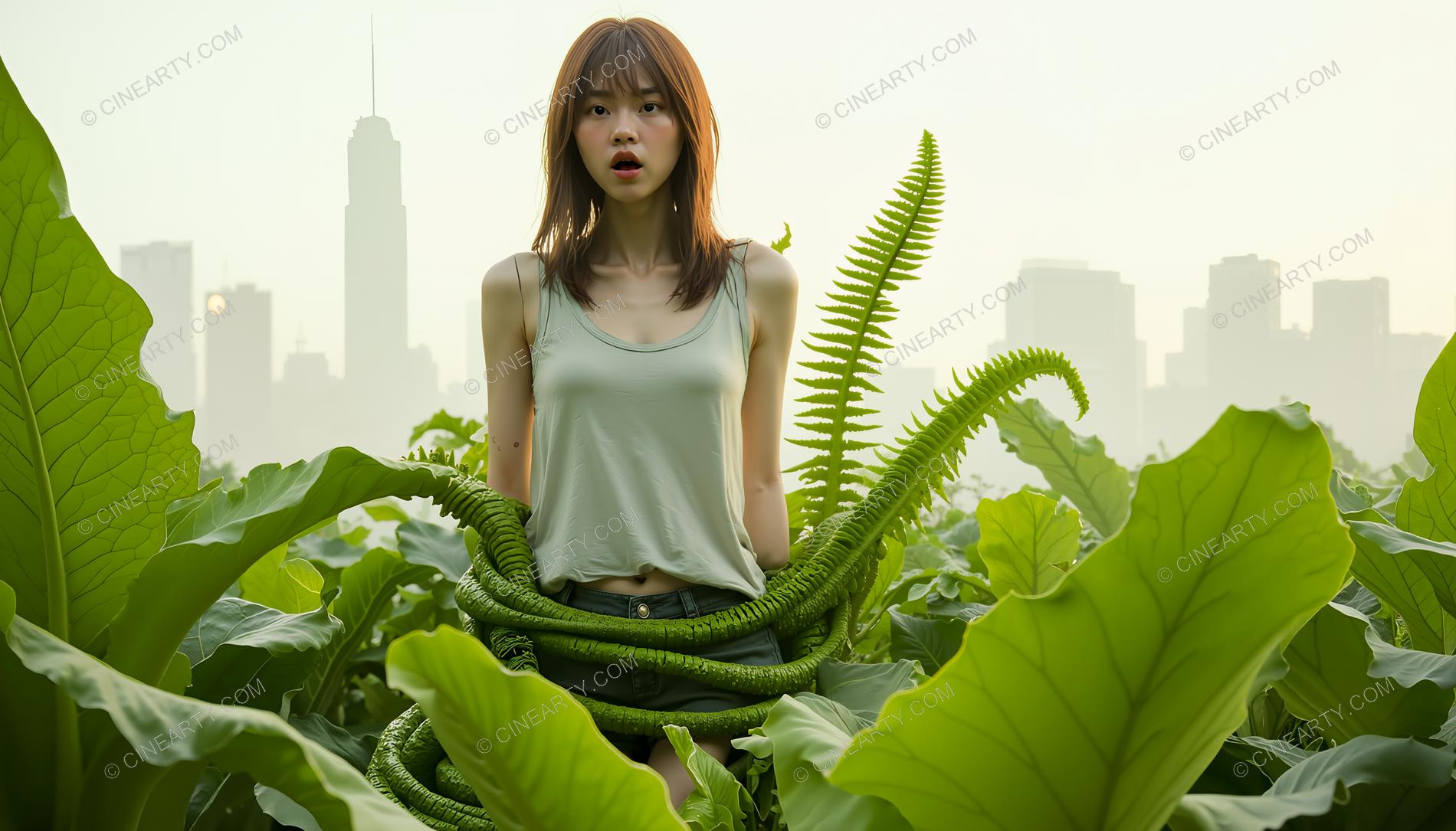Plants Gently Entwine a Girl 06406