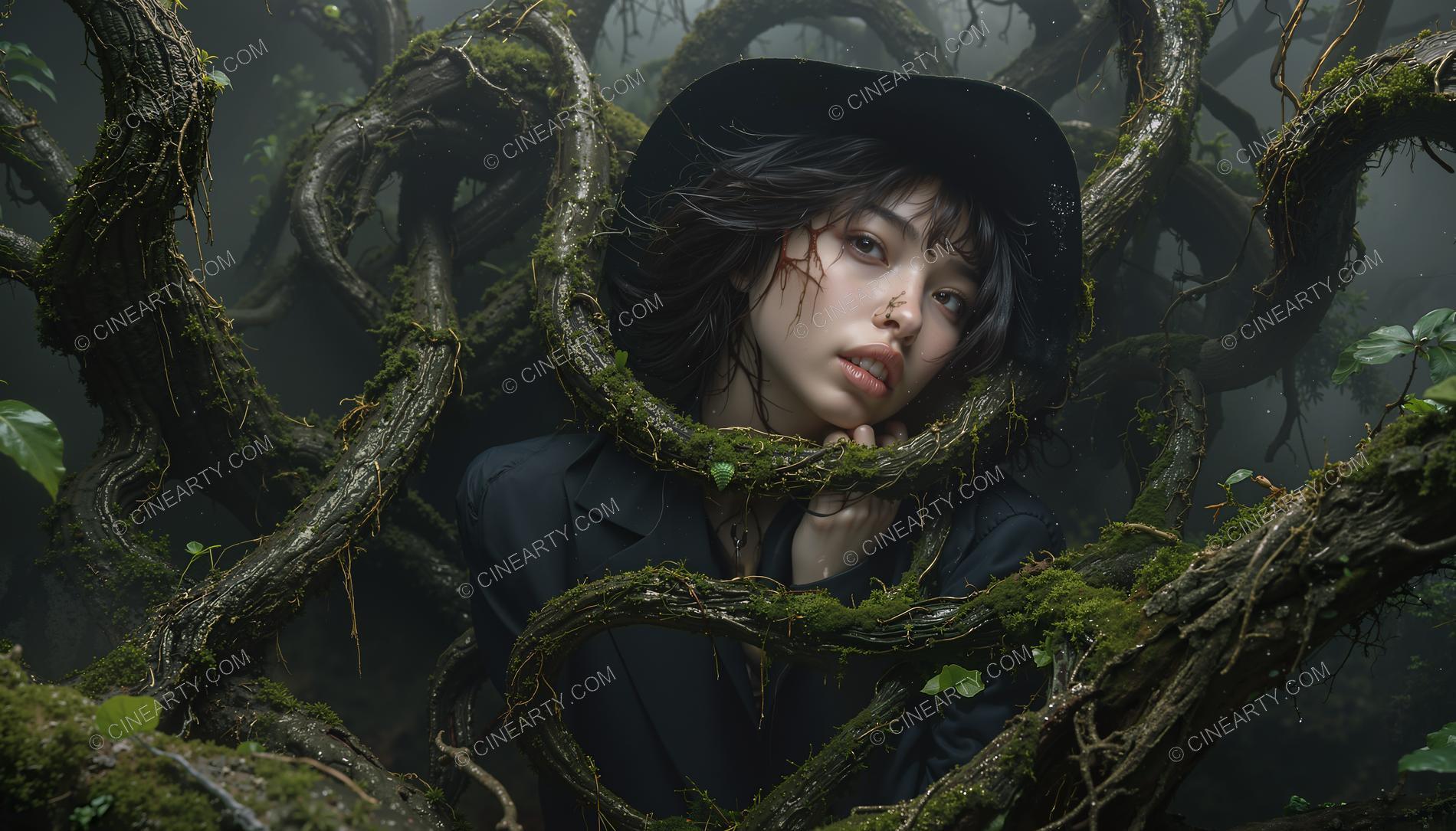 Plants Gently Entwine a Girl 25065