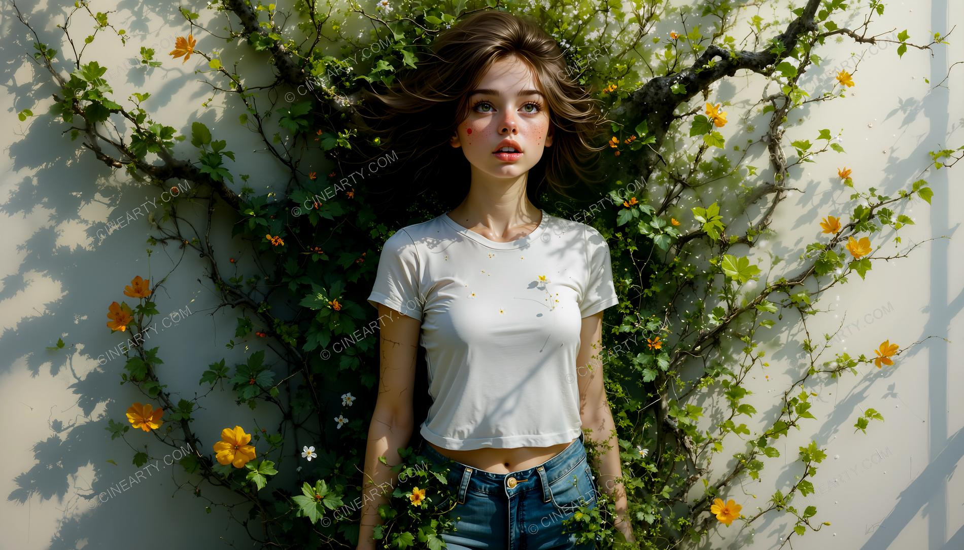 Plants Gently Entwine a Girl 76758