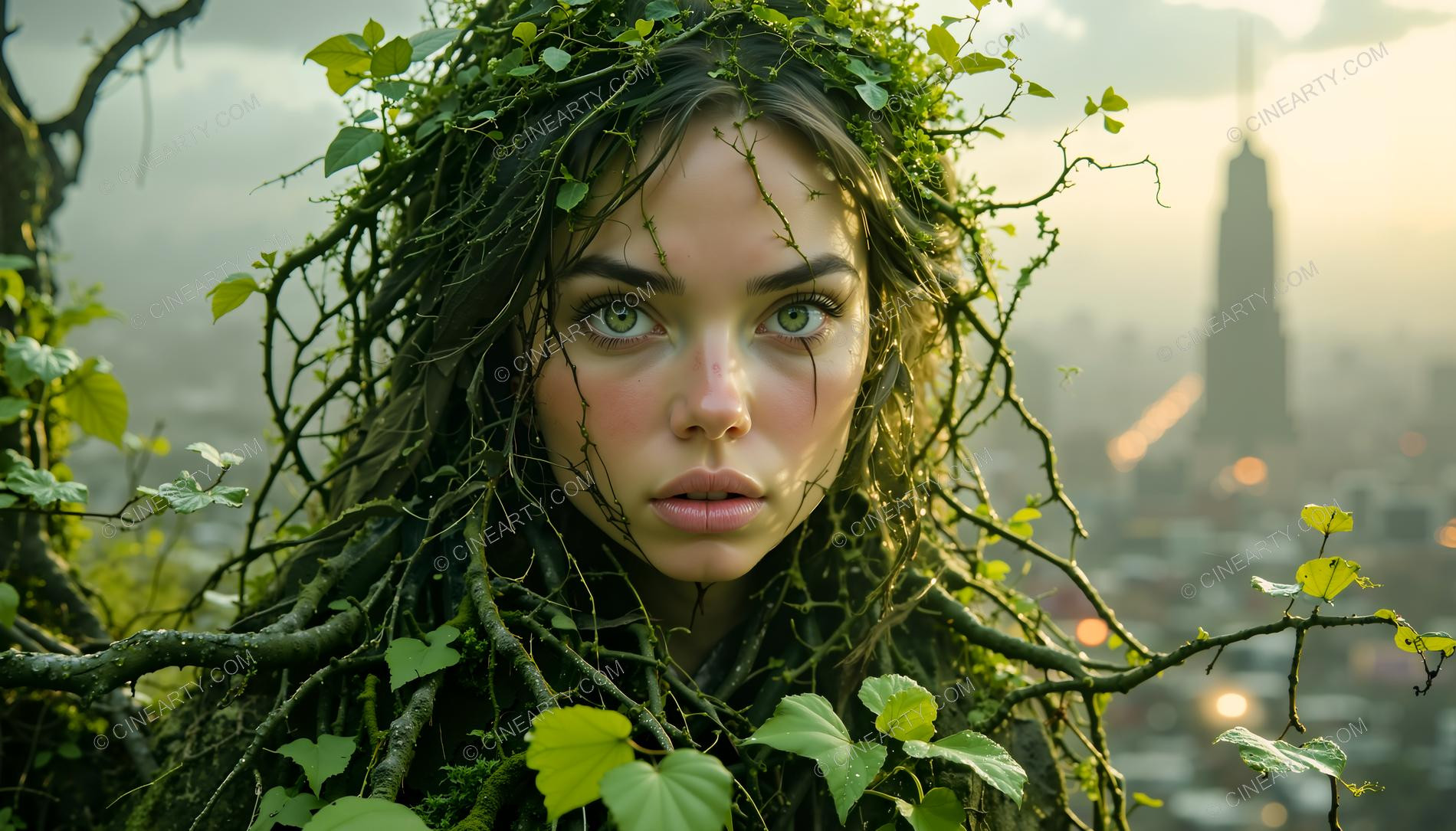 Portrait of a Girl in Symbiosis with Plants 37939