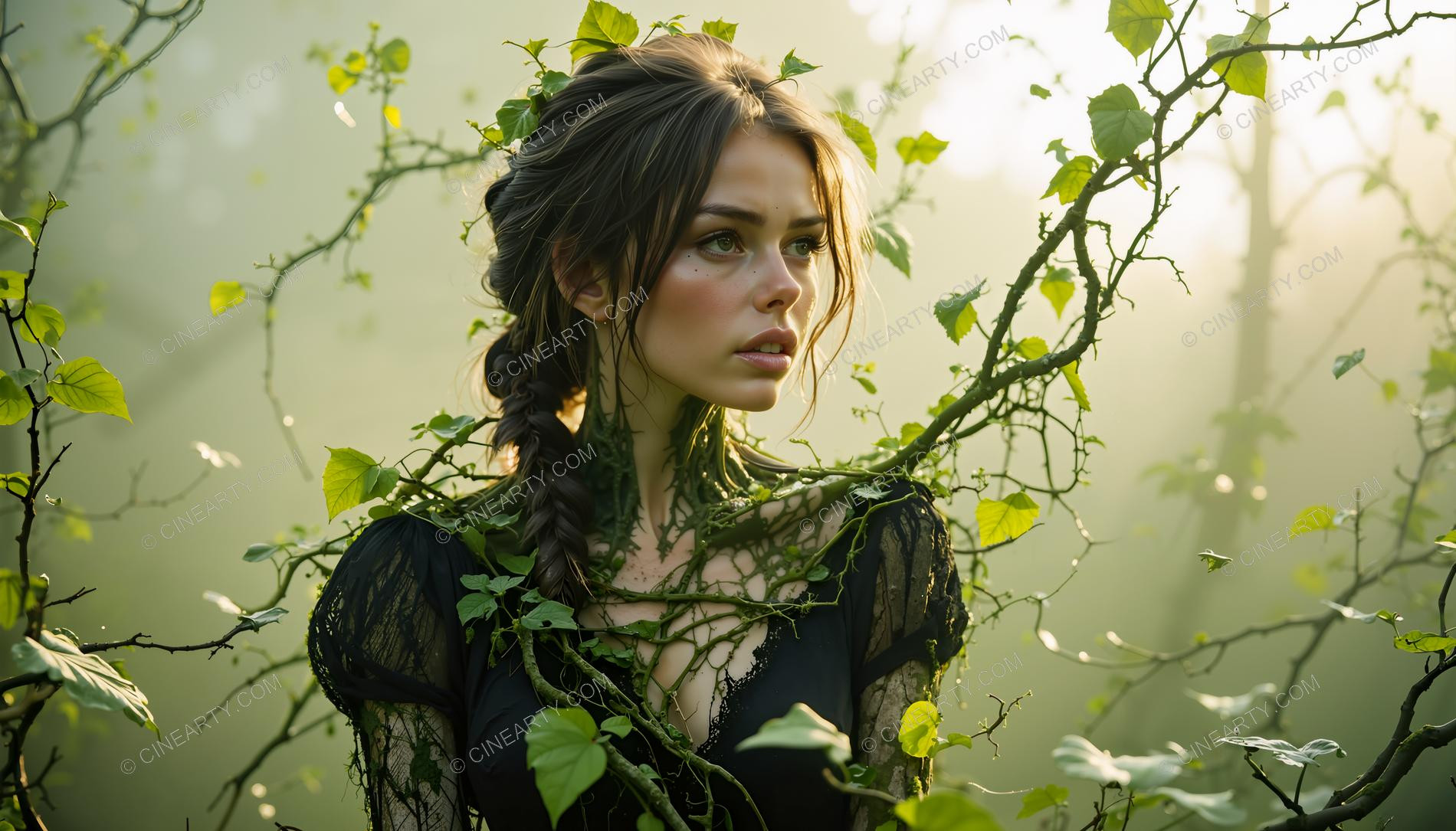 Portrait of a Girl in Symbiosis with Plants 07602