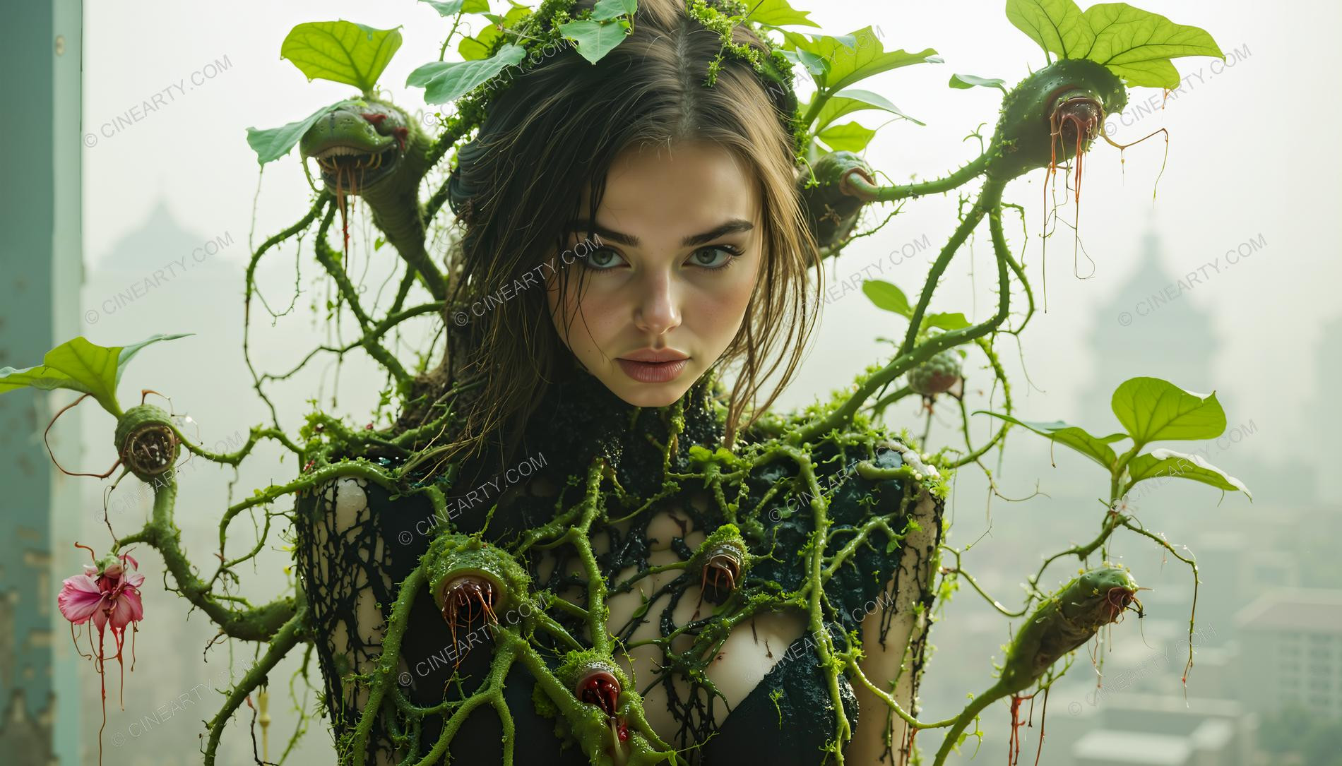 Portrait of a Girl in Symbiosis with Plants 46795