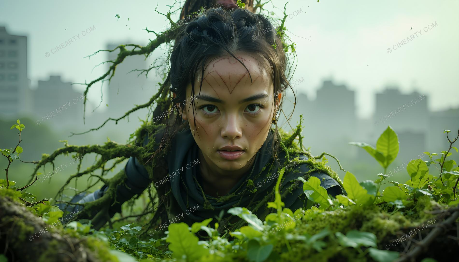 Portrait of a Girl in Symbiosis with Plants 46790